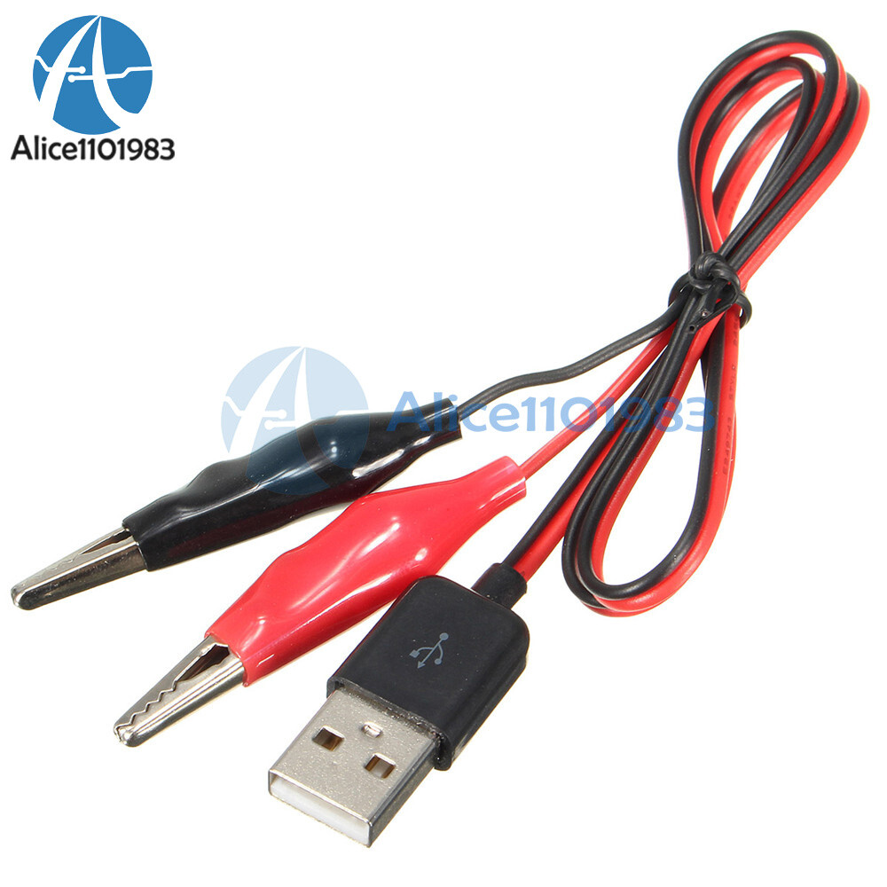 Alligator Test Clip Clamp to USB Female/Male Connector Adapter Cable Cord