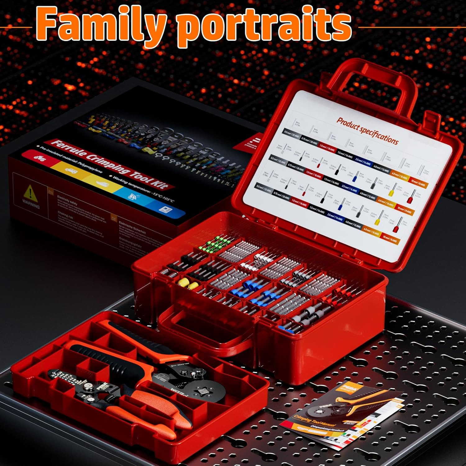 Ferrule Crimping Tool Kit, Wire Ferrules with Twin Ferrules, AWG 28-7 | 24 Sizes