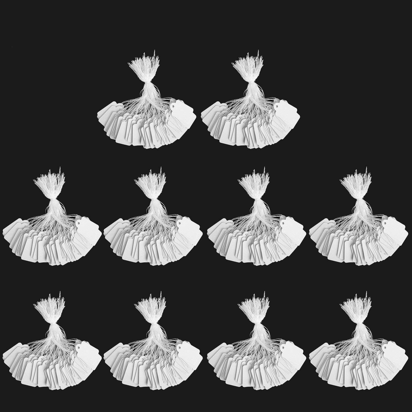 1000x White Merchandise Price Tags with Strings Retail Strung Label 0.87×1.38in