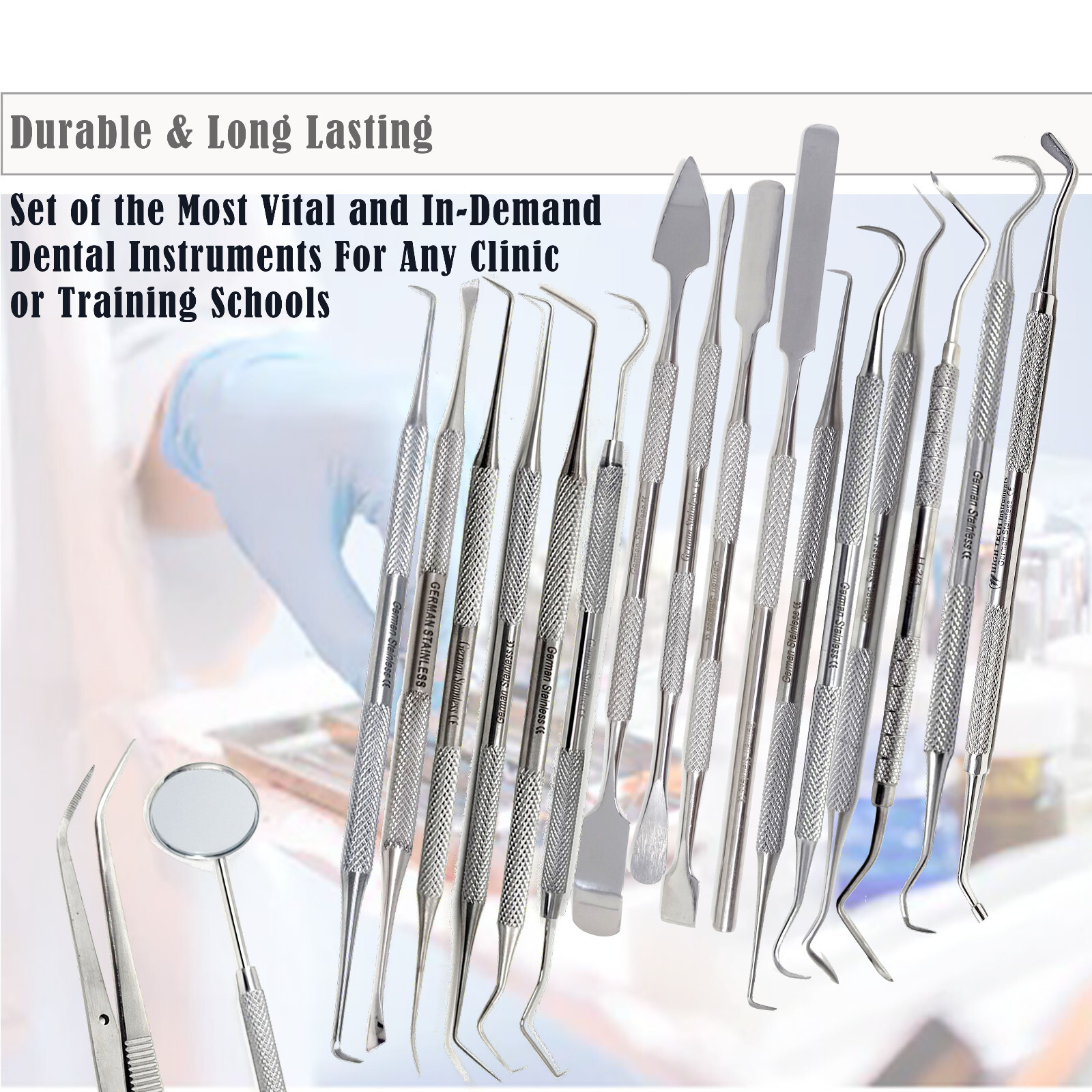 GERMAN 24x Dental Tools Set Dentist Teeth Clean Plaque&tarter Remove Probe Picks