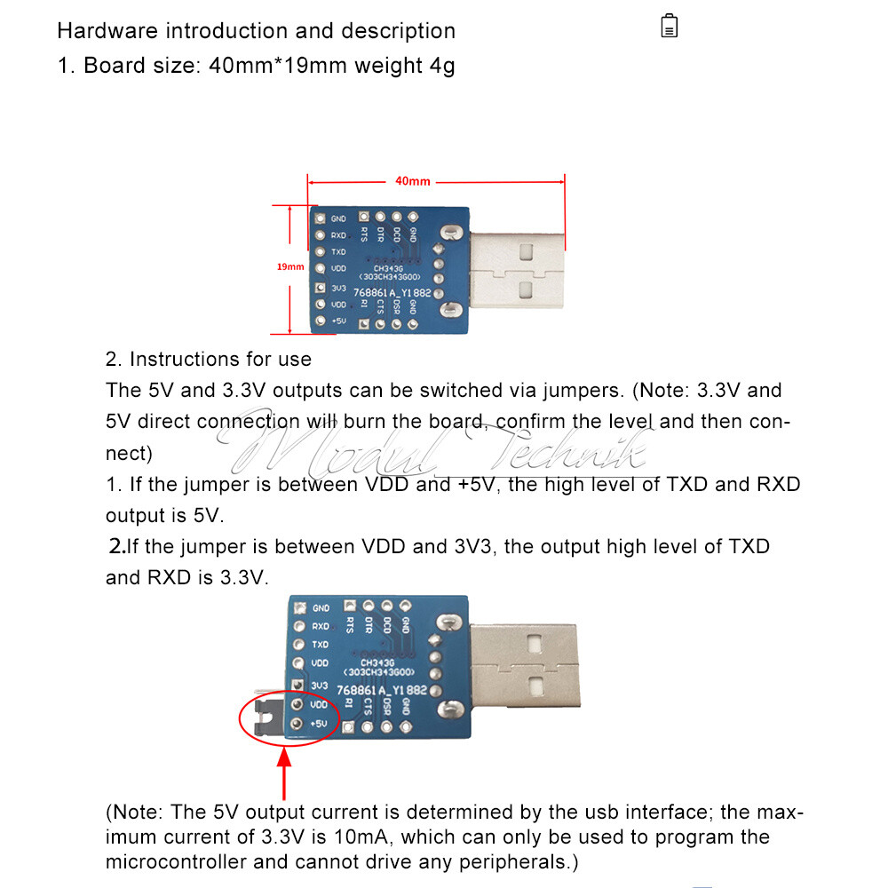 CH343G USB to Serial Port Module USB to TTL Converter Compatible With USBV2.0