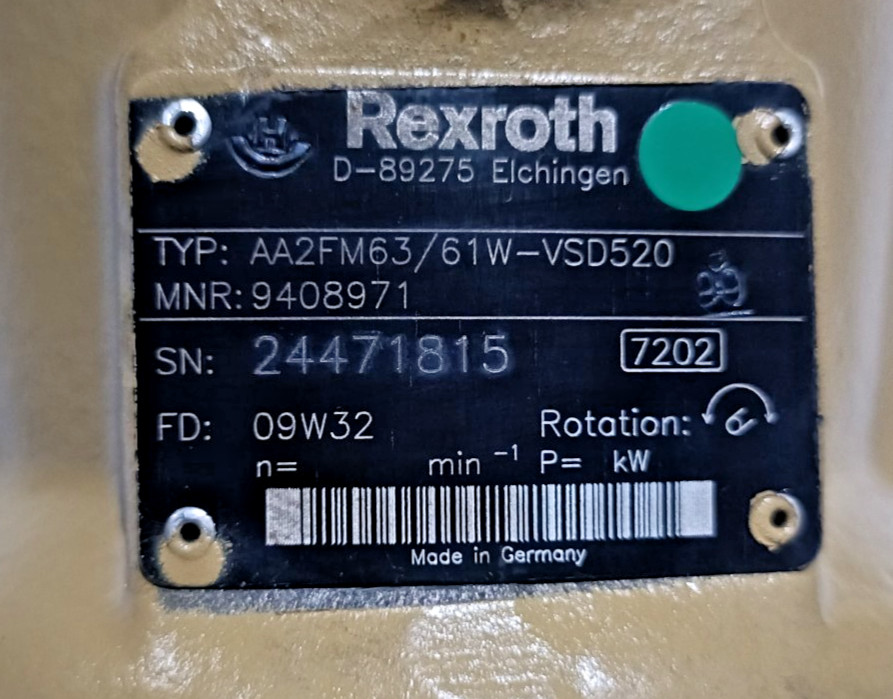 Rexroth AA2FM63/61W-VSD520 Axial Piston Motor MNR: 9408971 FG:09W32 NEW-UNUSED