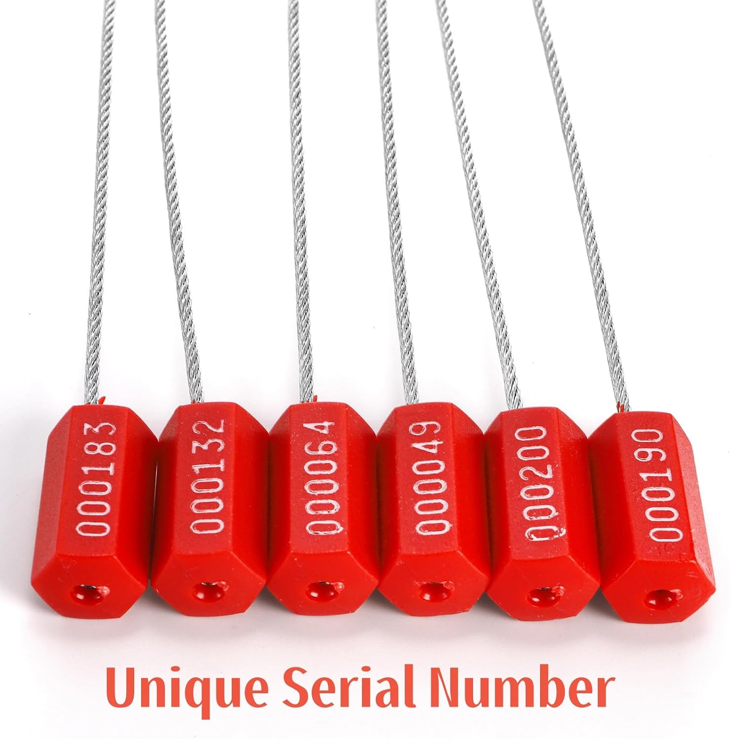 200 Pcs Steel Security Cable Seal, 11.8 Inch Numbered Security Tags Tamper-Proof