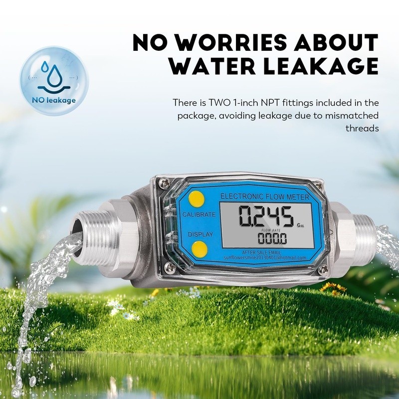 Water Flow Meter Gallons Liters Pints Quarts High Accuracy Multi-Display Durable