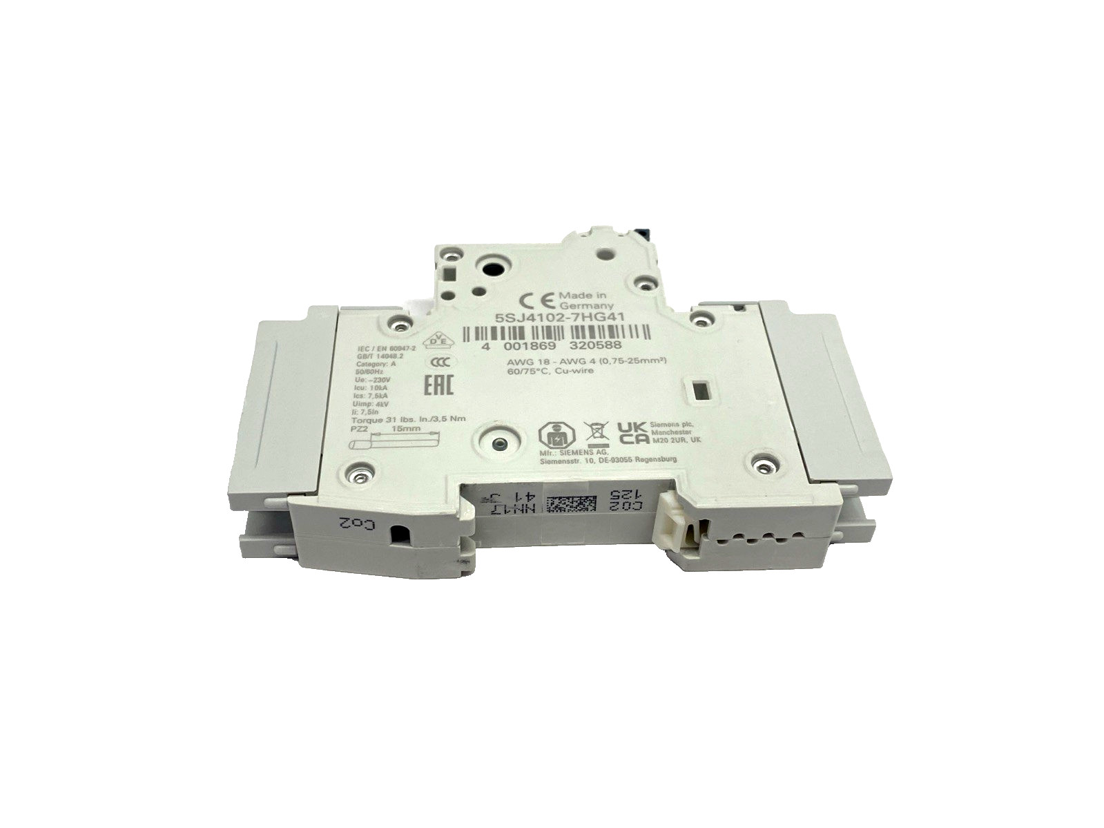 Siemens 5SJ4102-7HG41 Miniature Circuit Breaker 240V 14kA, 1-Pole, C-Trip, 2A