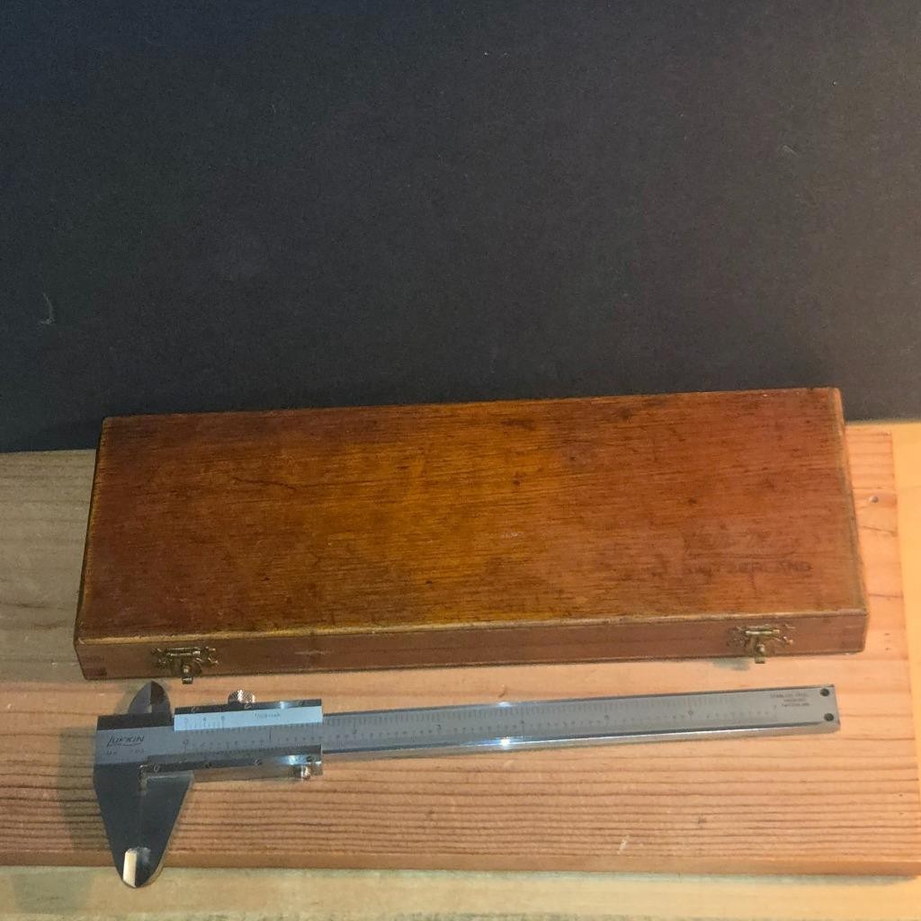 SHARP VTG LUFKIN NO, 701 VERNIER CALIPER IN ORIGINAL WOOD BOX SWITZERLAND