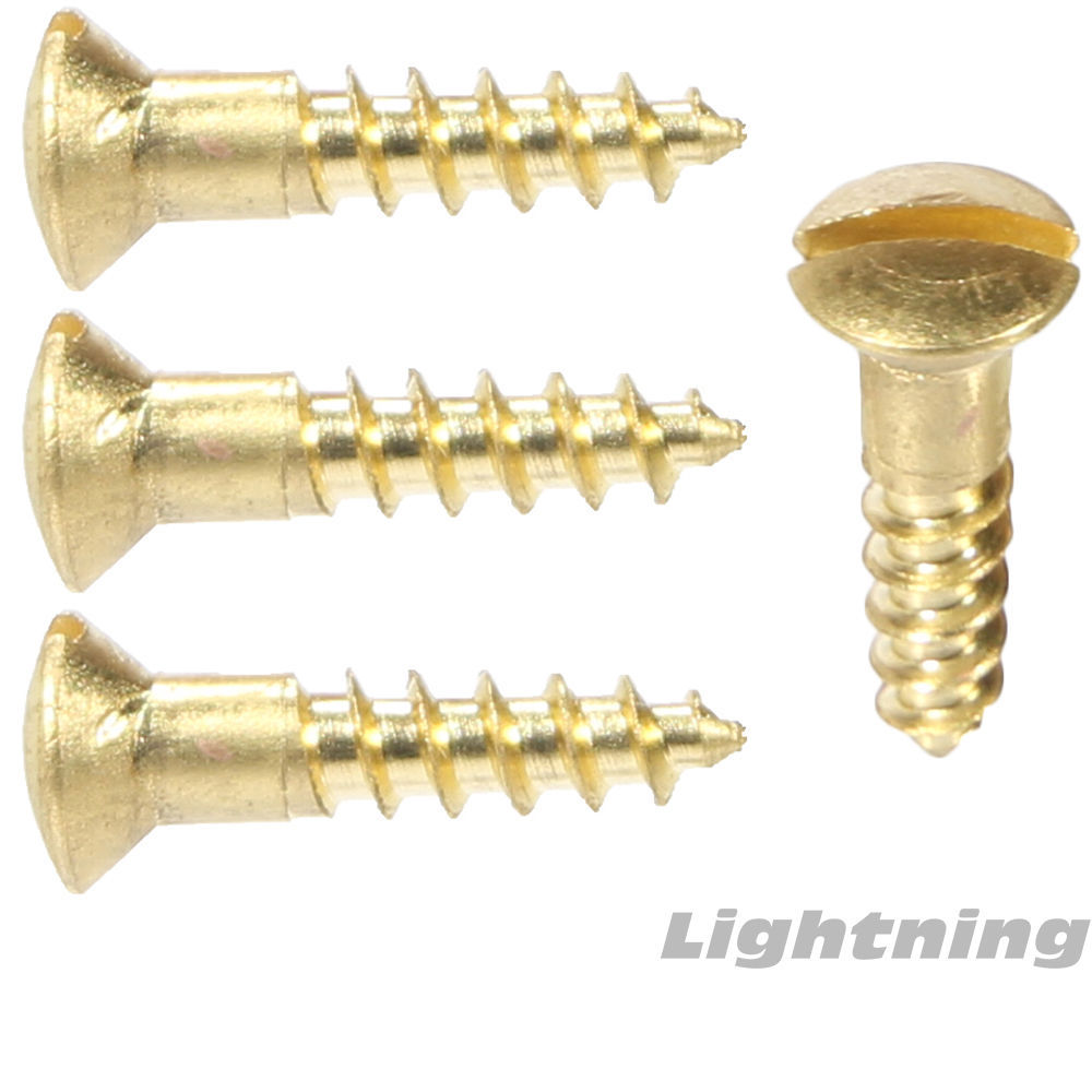 #4 x 7/8″ Solid Brass Wood Screws Oval Head Slotted Drive Quantity 100