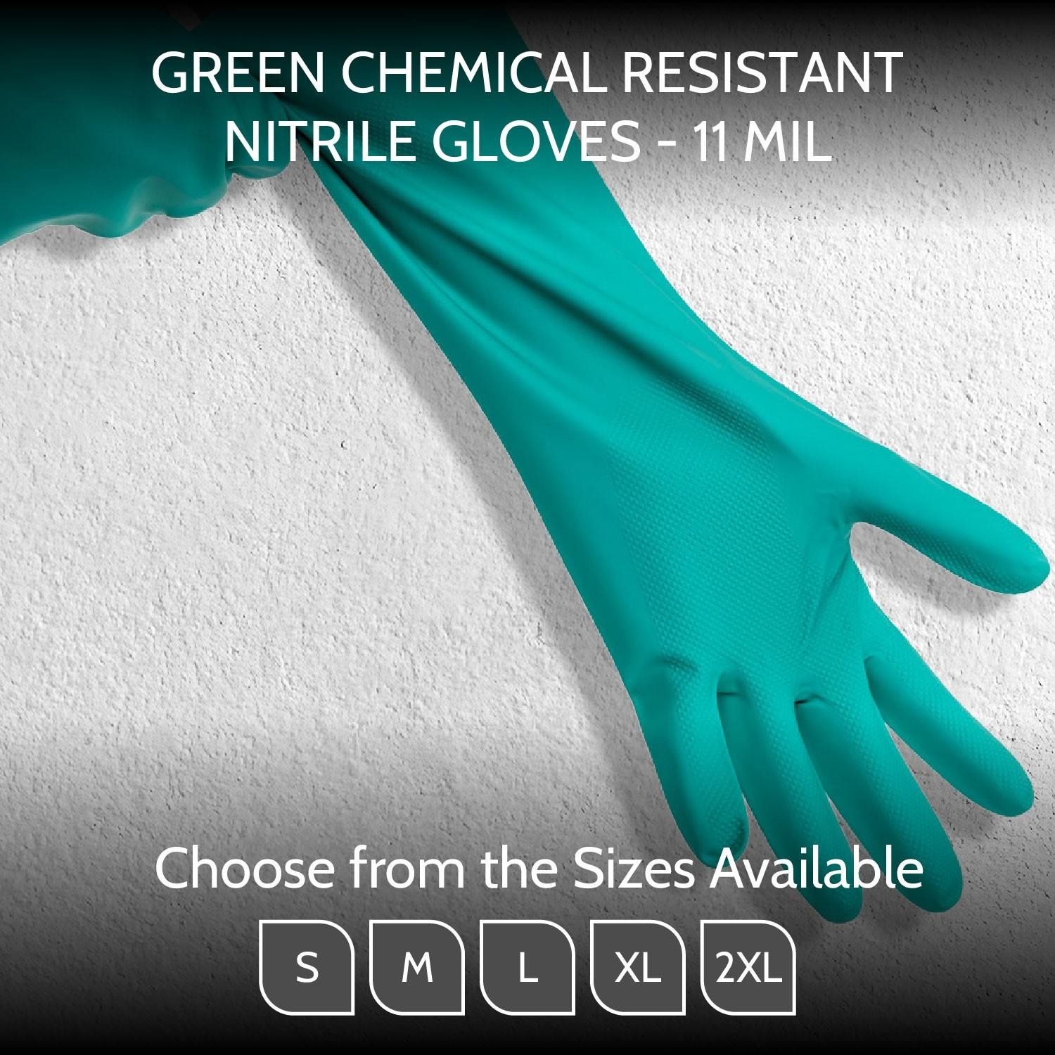 24 Pairs/11 MIL Latex Free Chemical Resistant Diamond Textured Nitrile Gloves/L
