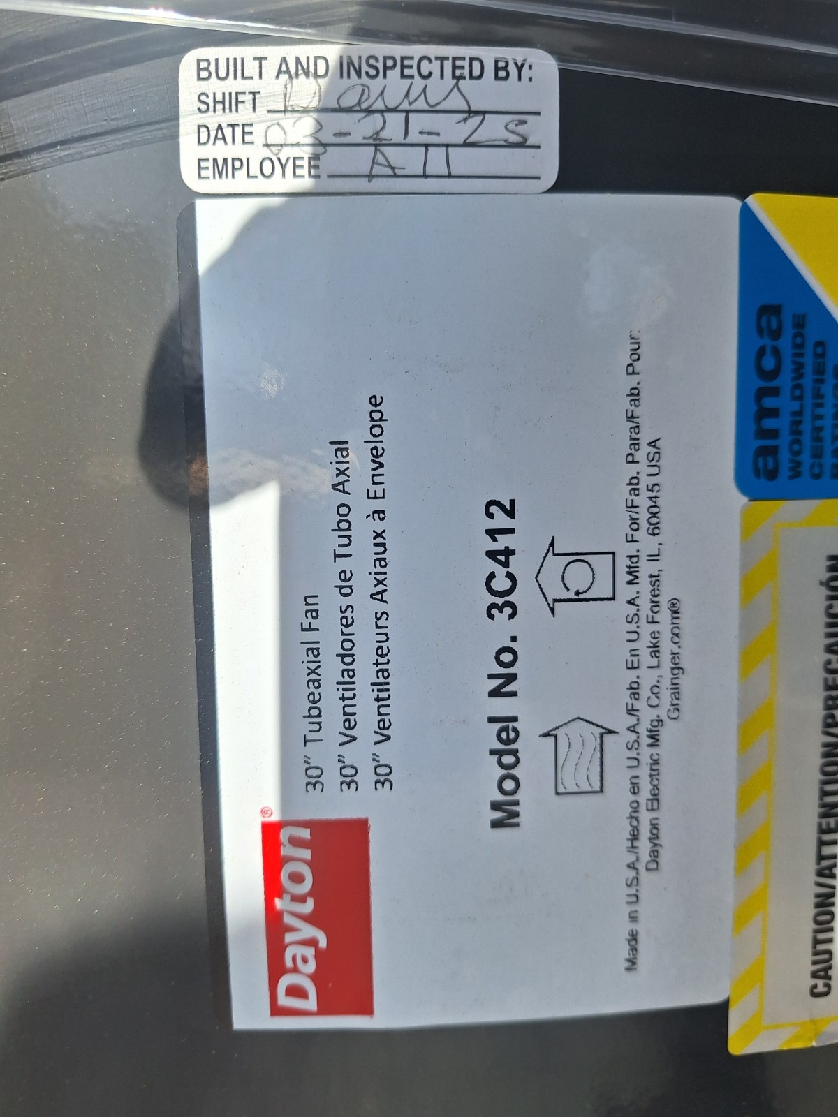 166210A DAYTON Tubeaxial Fan: Clean Air, 42 in Blade