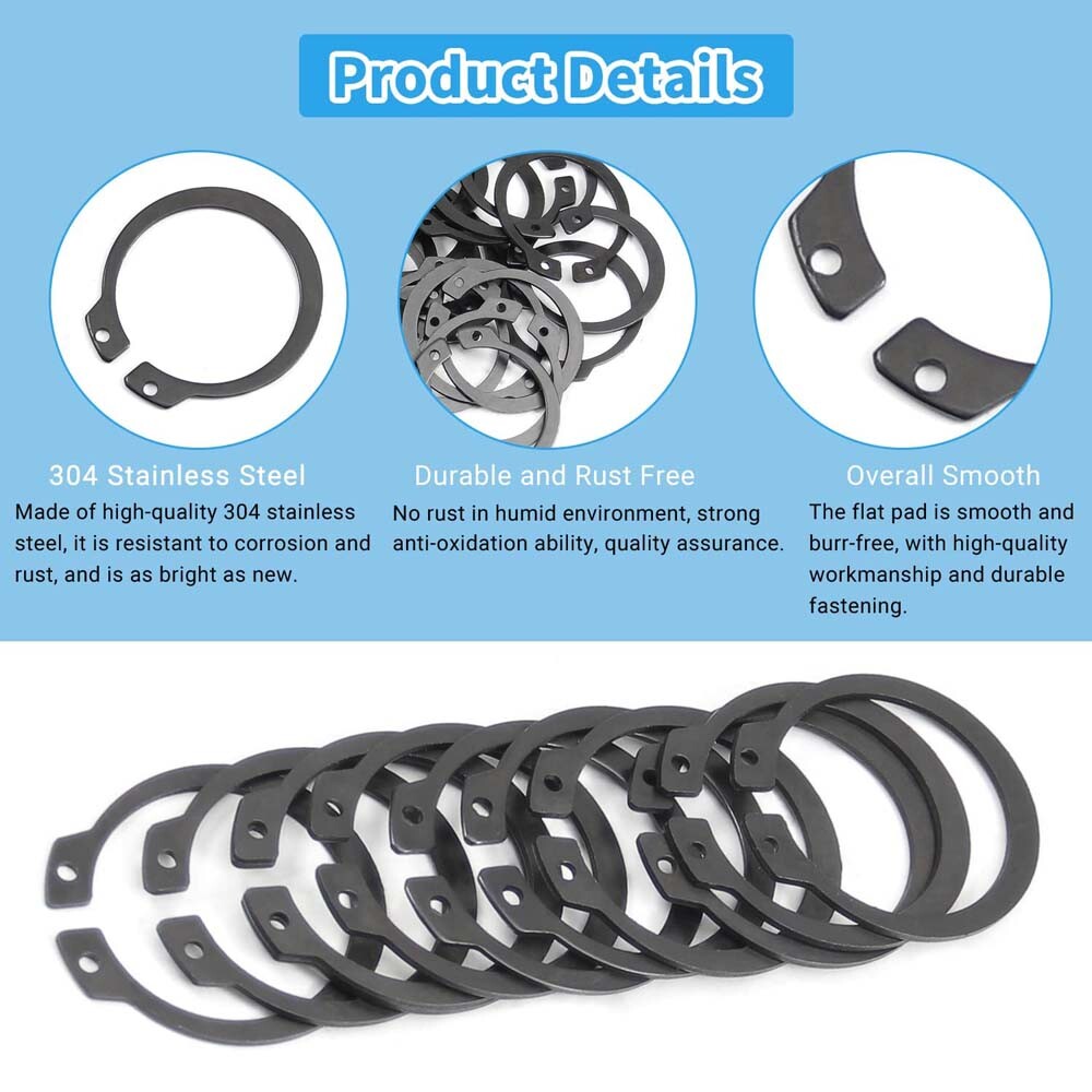 65# Mn Steel Black 3-150mm External Circlips Retaining Rings Snap CirClip DIN471