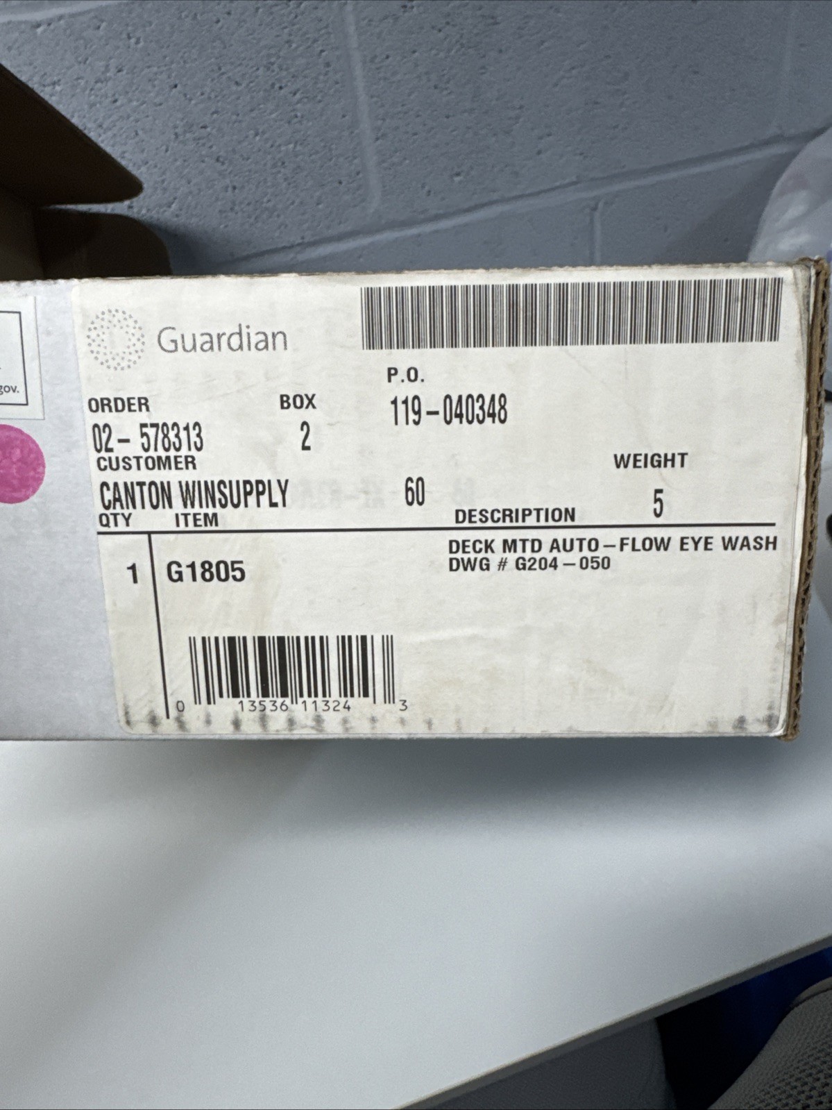 Guardian Equipment 2832800 G1805 AutoFlow 90 deg Right Hand Eye Wash Deck
