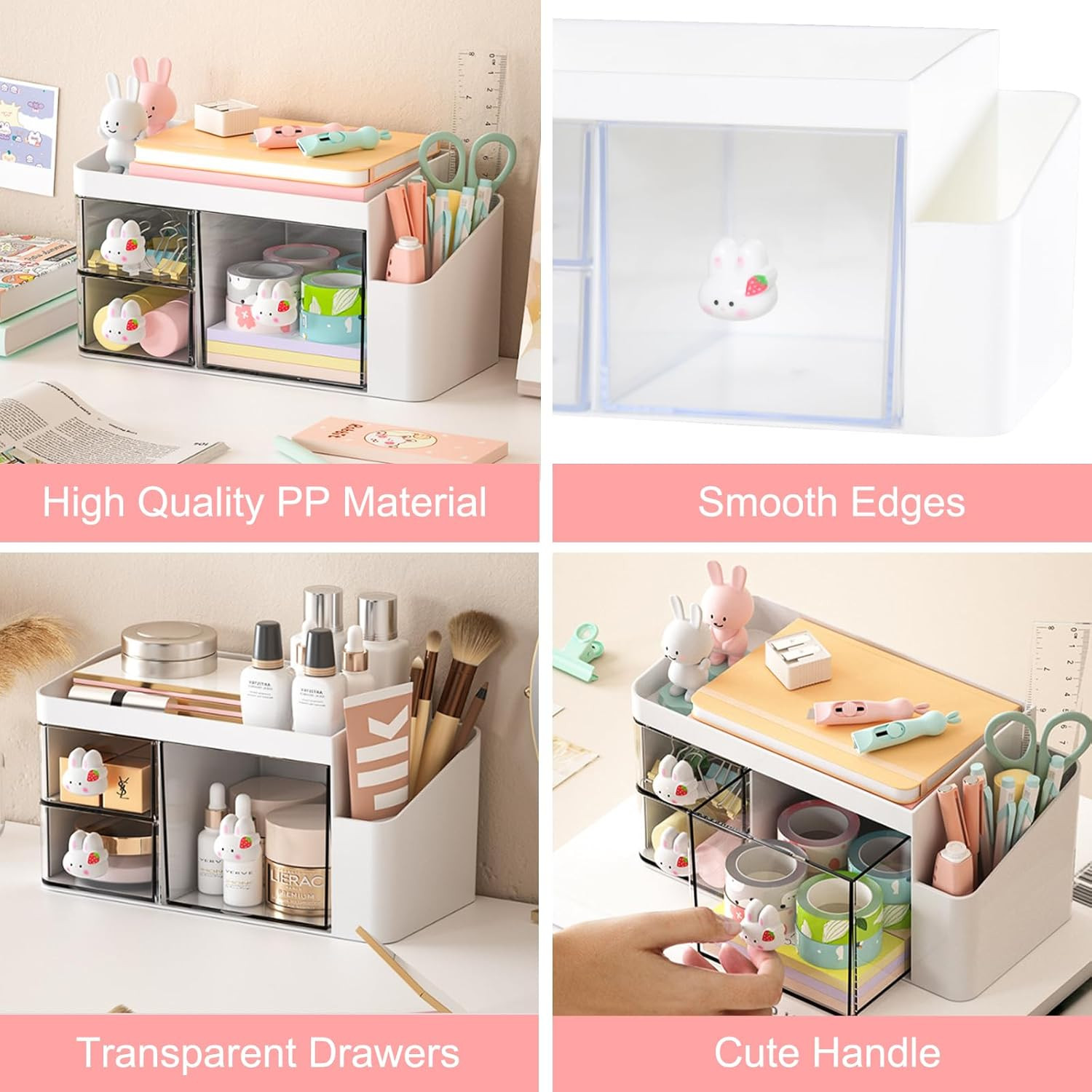 Desk Organizer with 3 Drawers and Pencil Pen Holder, Multi-Functional Desktop Ma