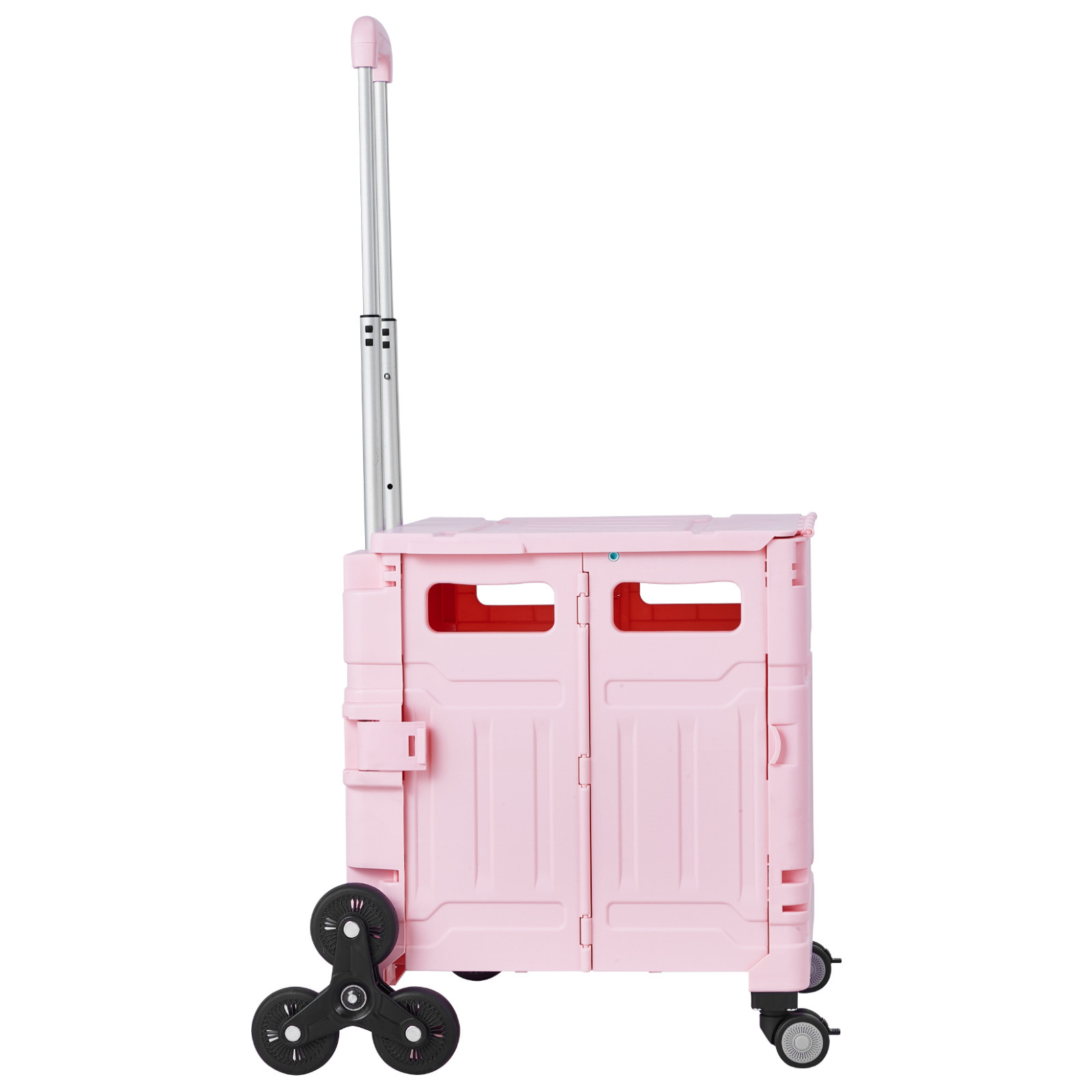 Foldable Cart with Stair Climbing Wheels Collapsible Rolling Crate 65L