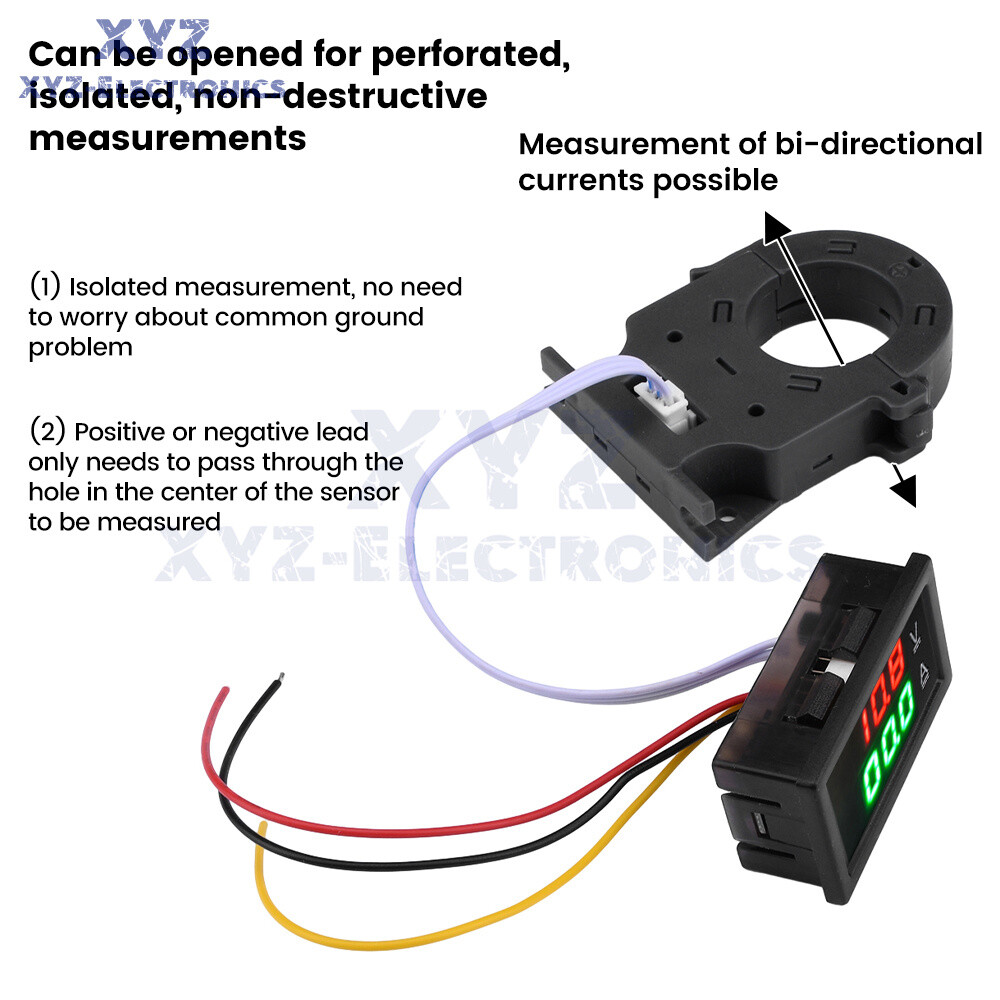 DC0-300V 50/100/200/400A Digital Current Voltage Meter Hall Ammeter Voltmeter