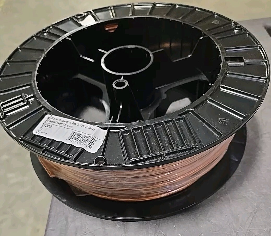 NEW 200′ Soft Drawn Bare Copper 4 AWG Solid Ground Wire Electrical DEAL! Spool