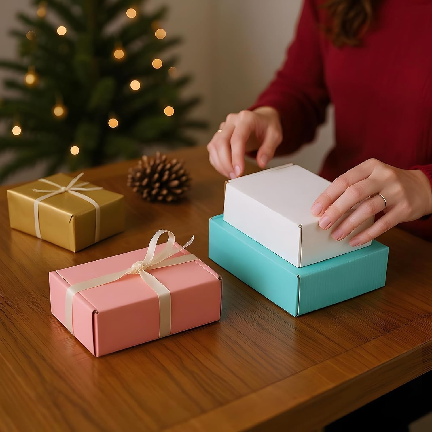 Small Mailing Boxes 50 Pack 7x5x2 Inches White Cardboard Shipping Supplies
