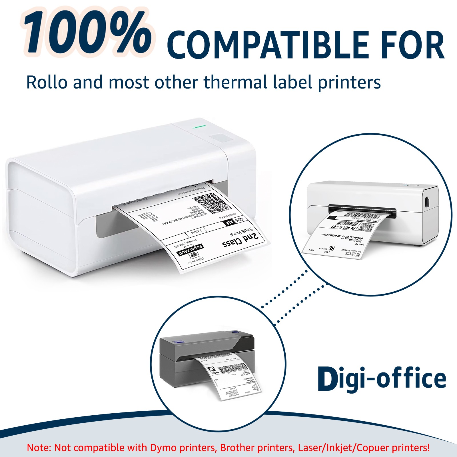 50PK of 500 4×6 Fanfold Direct Thermal Shipping Label for Zebra Rollo Printer