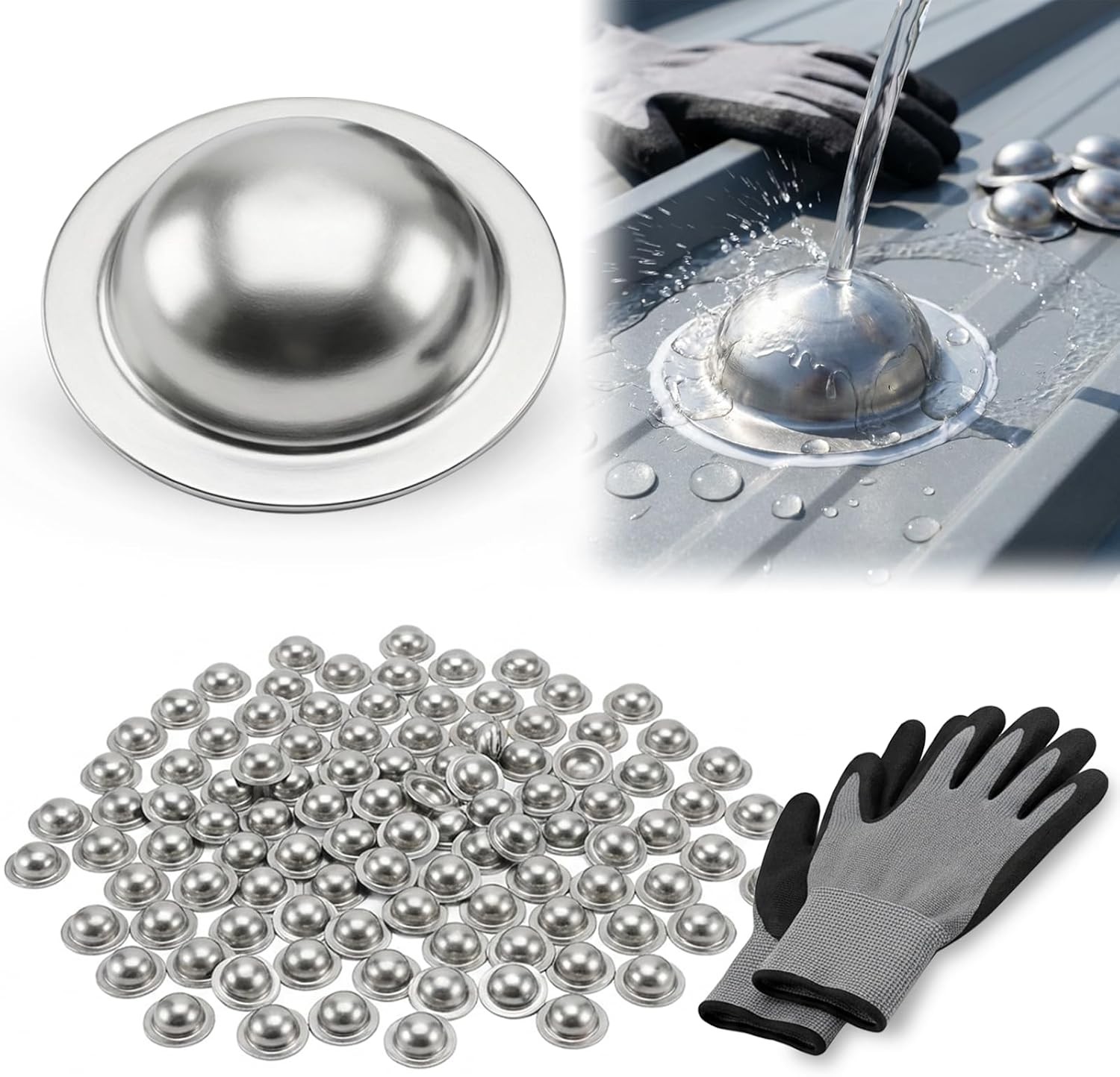 Stainless Steel Roofing Screw Caps for Roof Leak Repair,Directly Cover ,250 Pcs