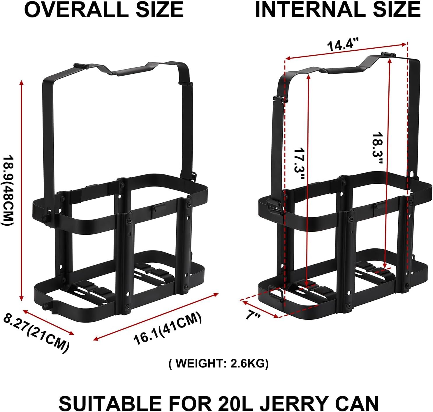 NEW 20L 5.28 Gal Military Jerry Can Holder Bracket Mount Gas Rack Fuel Carrier