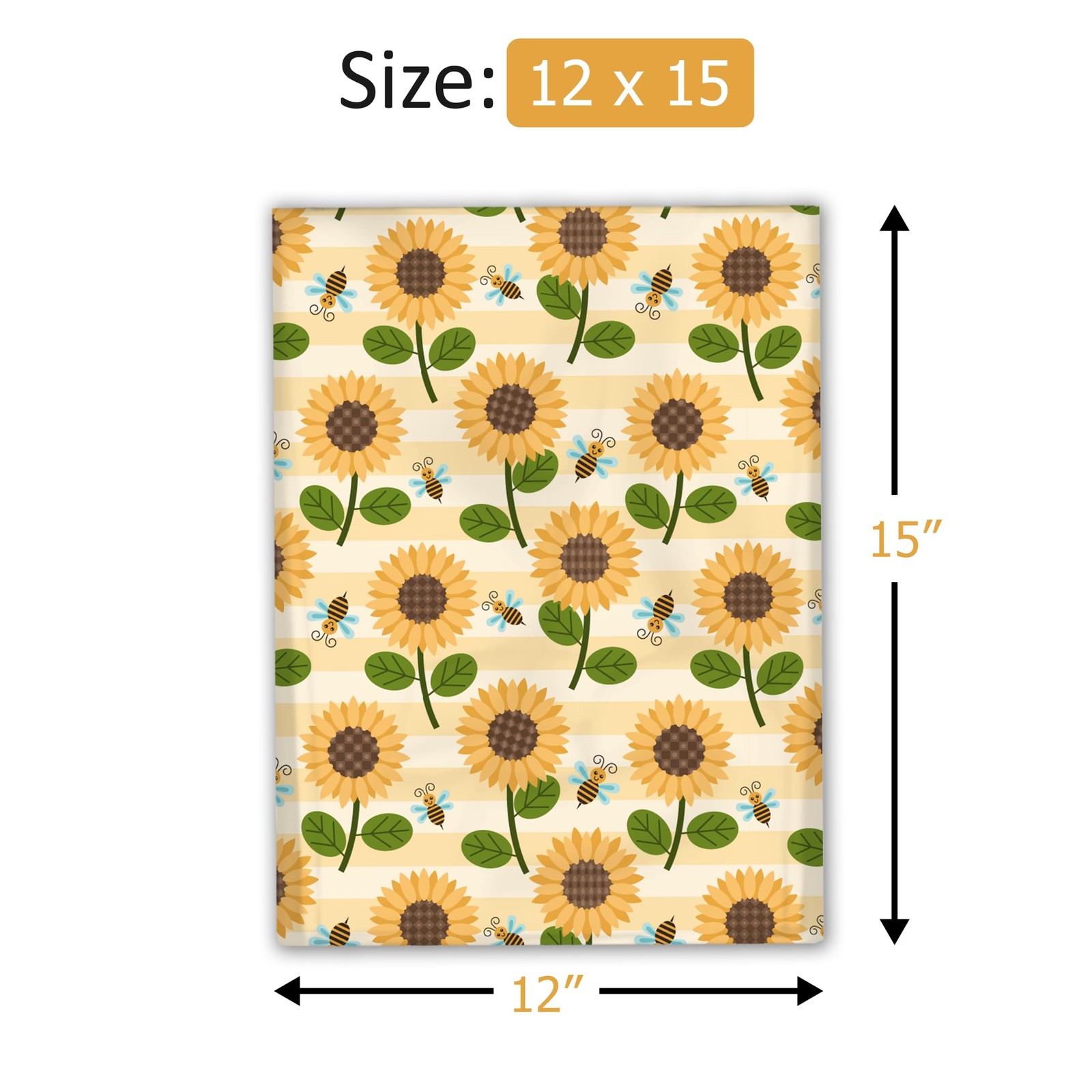 12×15 (50) Sunflowers & Bees Designer Poly Mailers Shipping Envelopes Premium…