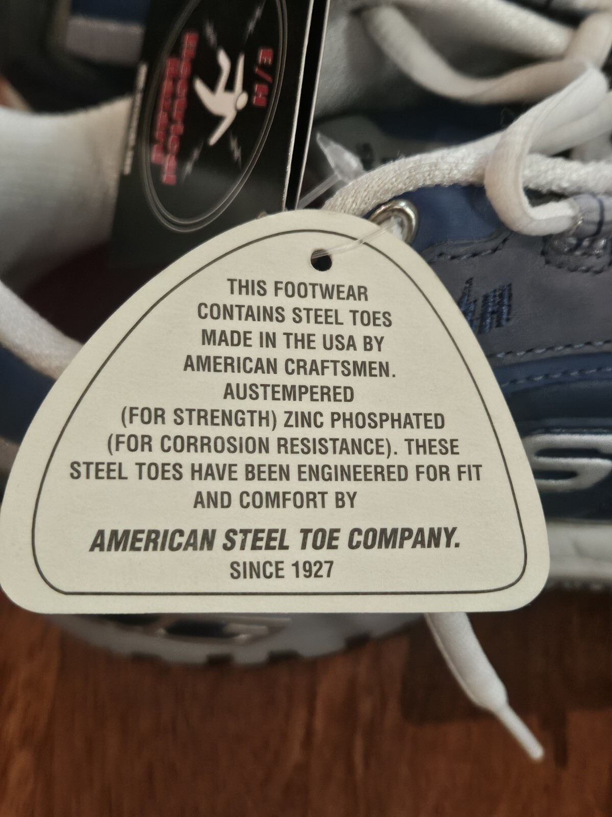 NEW Skechers WOMEN Blue Silver Leather Work Construction Safety Toe Shoes Sz 9.5