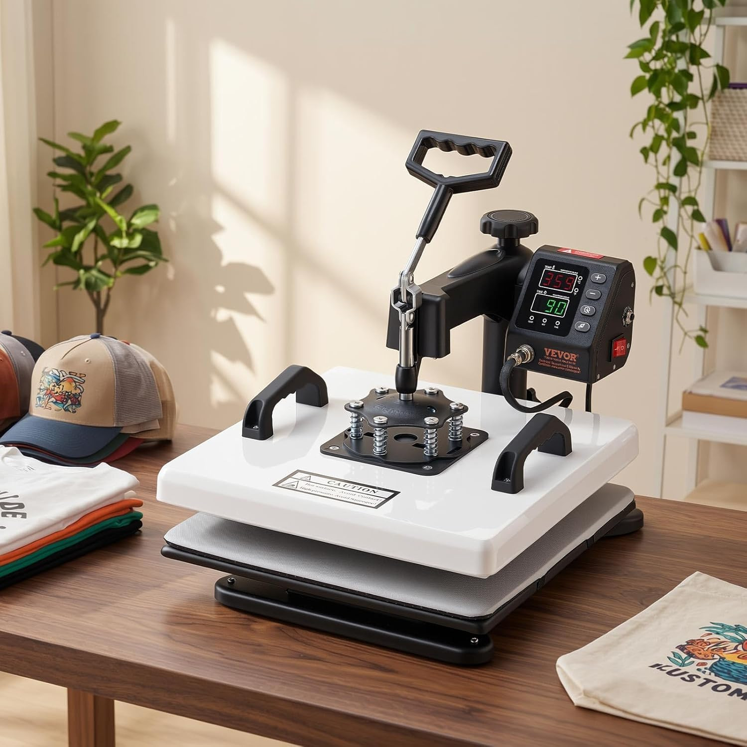 Heat Press Machine, 15 X 15 In, 2-In-1 Multifunction, 360° Swing Away, 1200W Dou