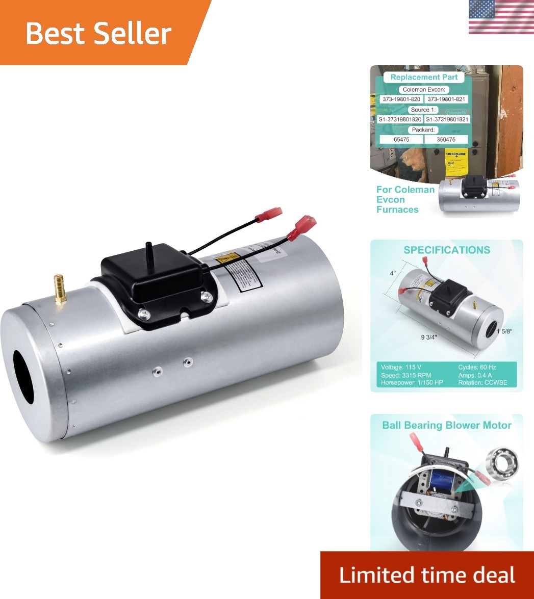 Efficient Draft Inducer Motor for Coleman Evcon – 3315 RPM, Quiet Operation