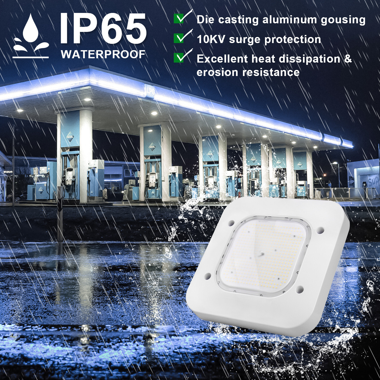 150W LED Canopy Light Parking Lot Gas Station Lamp IP65 21000LM Lights 5700k