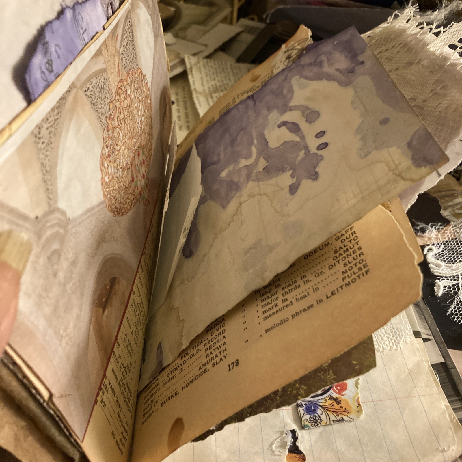 Junk Journal Intercession, Coffee Stain Pages