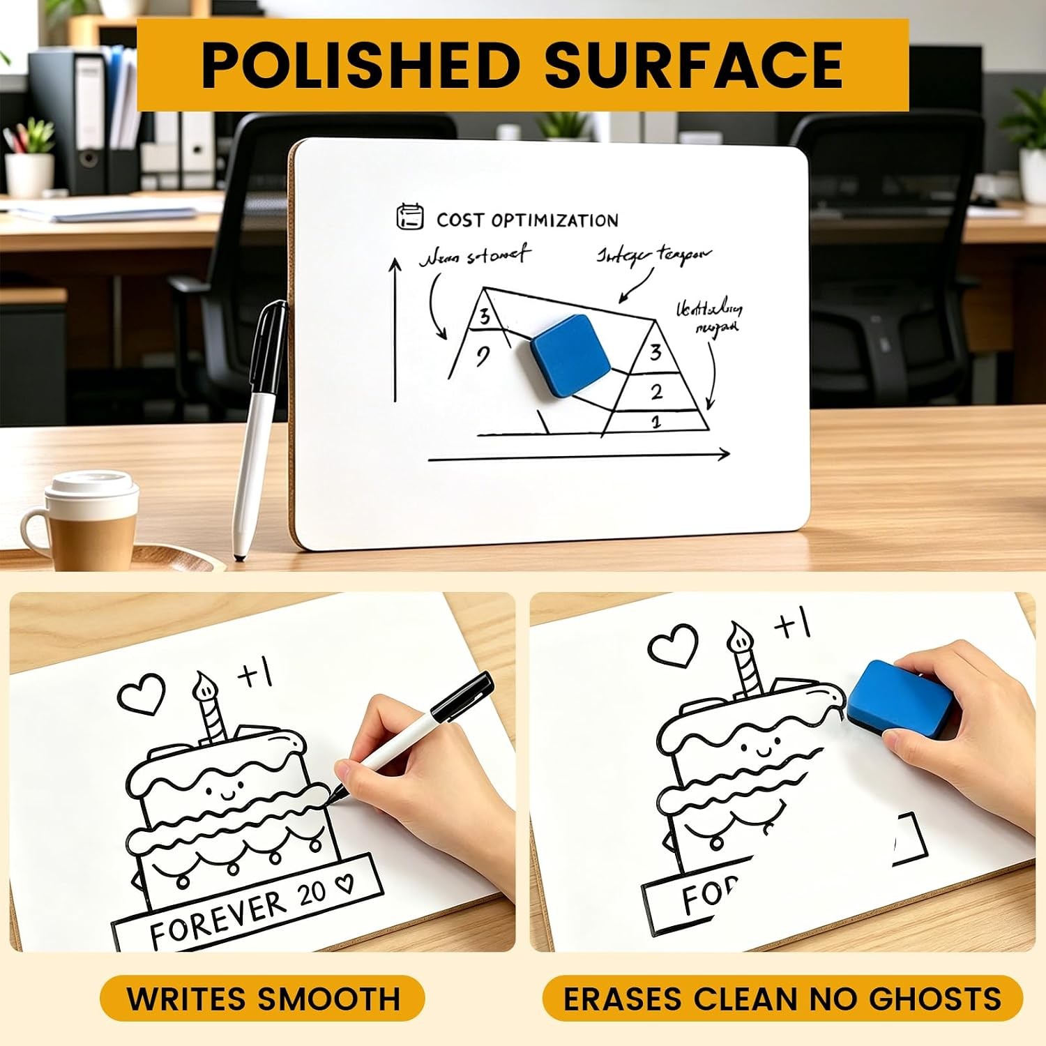 Small White Board Dry Erase Boards for Students, 6 Pack 9″ x 12″ Double Sided