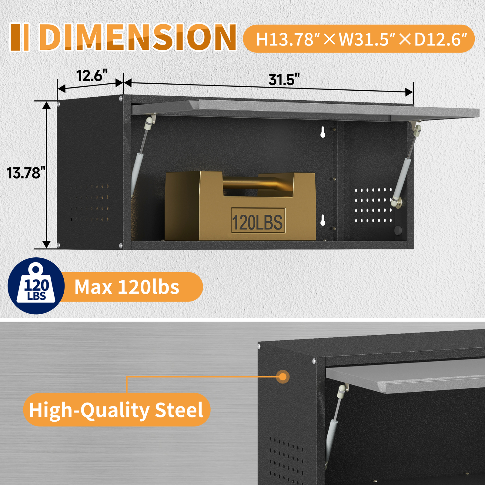 Wall Mount Metal Cabinet W/shelf,Hanging Garage Storage Cabinet Kitchen Cupboard