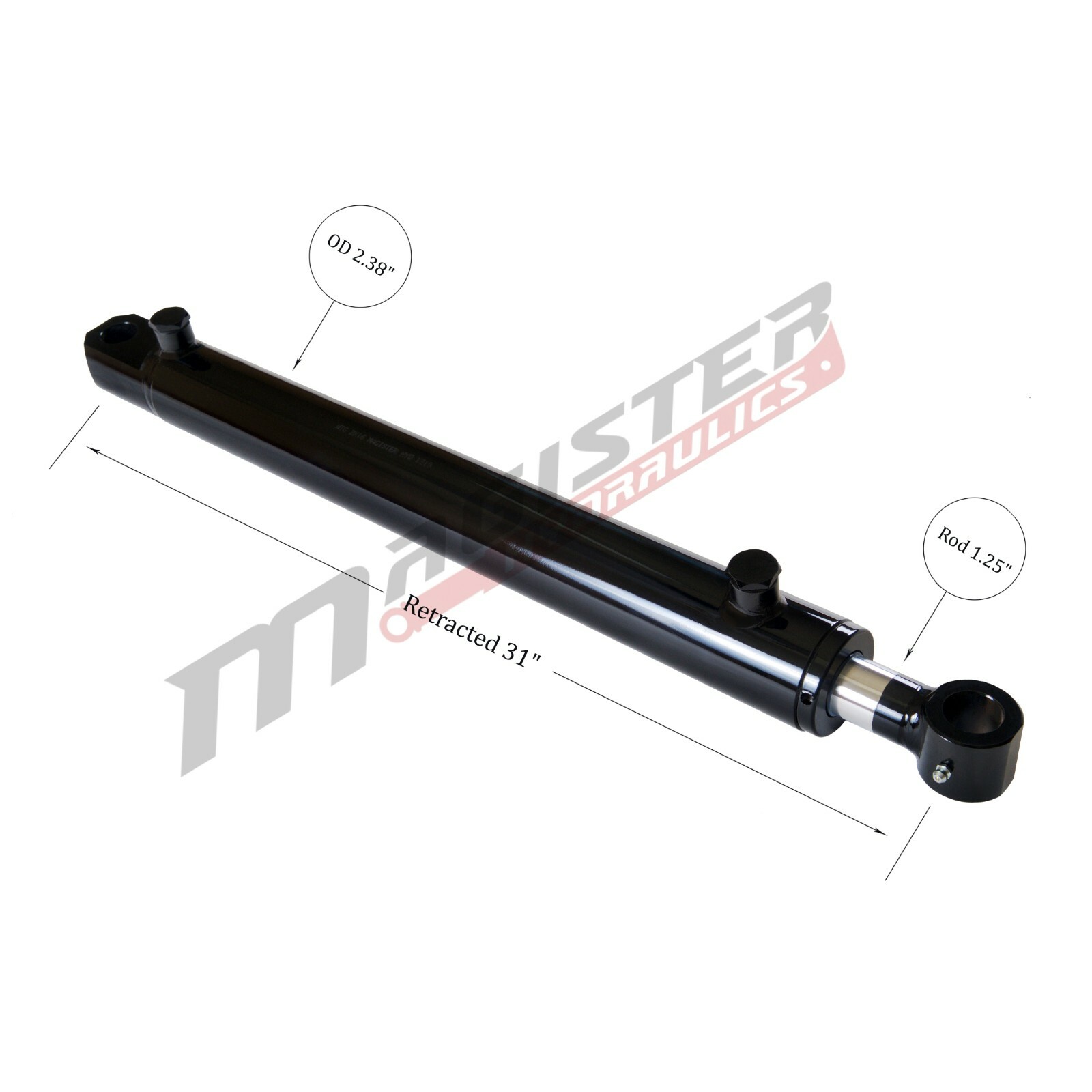 Hydraulic Cylinder Welded Double Acting 2″ Bore 22″ Stroke Tang 2×22 WTG NEW
