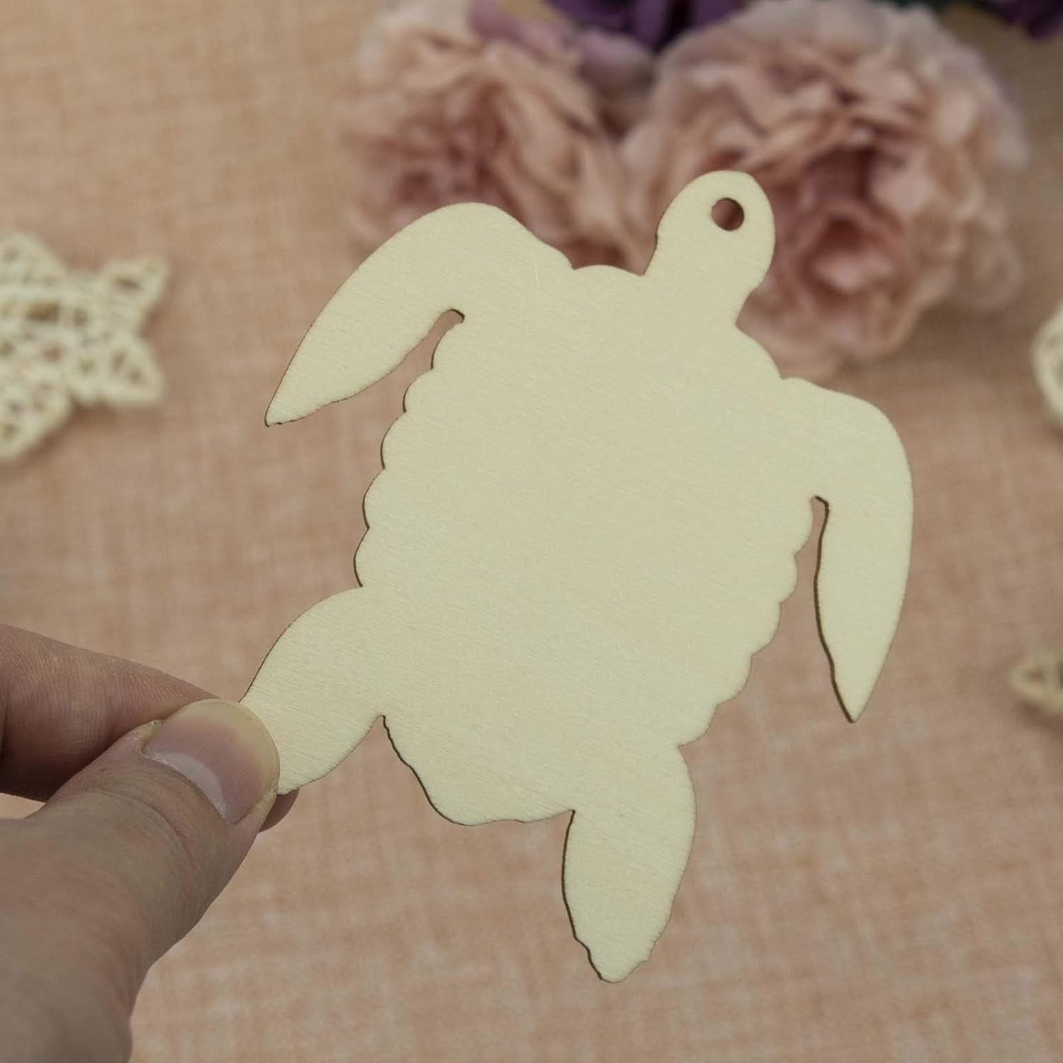 20Pcs Sea Turtle Shape Unfinished Wood Cutouts DIY Crafts Blank Hanging Wooden T