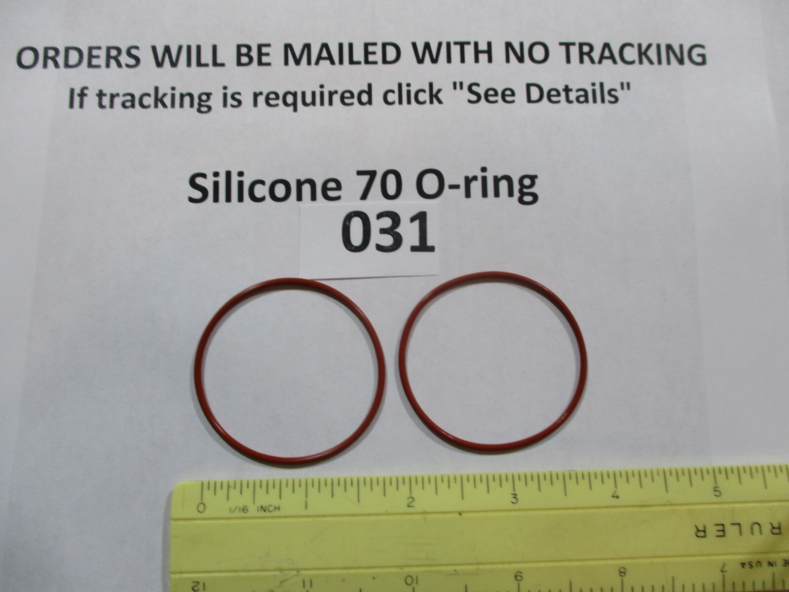 031 Silicone O-ring 70 durometer 1-3/4″ ID x 1-7/8″ OD x 1/16″ thick. Quan 2.