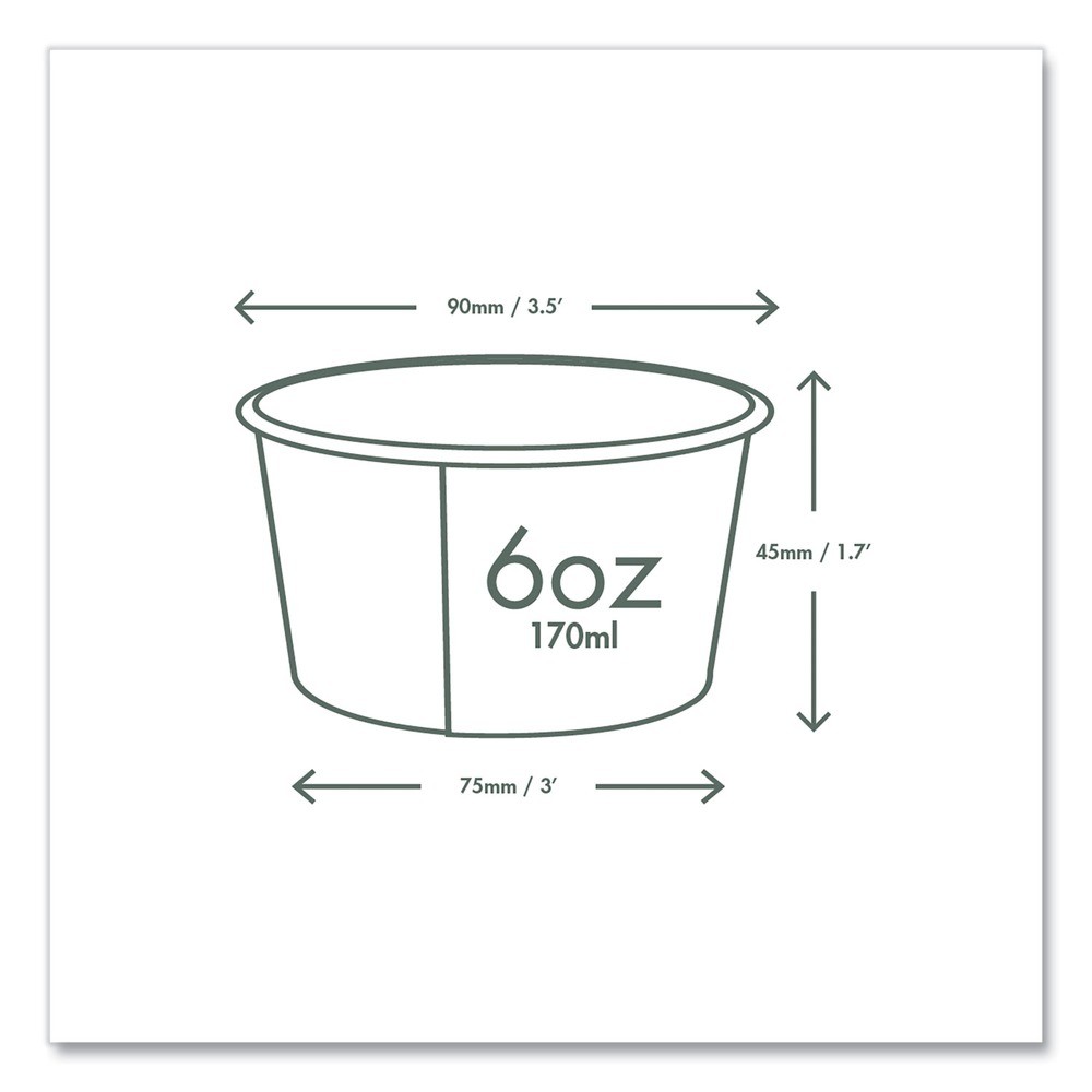 Vegware SC06G 3.5 in. x 1.7 in. 6 oz. Soup Containers – Green/WT (1000/CT) New