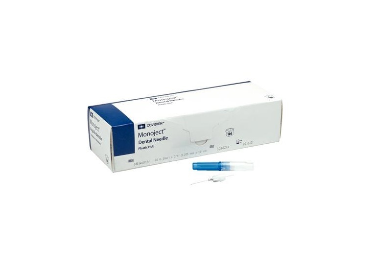 100 Monoject Kendall METAL Hub Dental Medical Needles 30G Blue Short New
