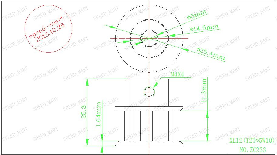 XL Type XL12T Timing Belt Pulleys 12 Tooth 5-6-6.35-7mm Bore for Stepper Motor