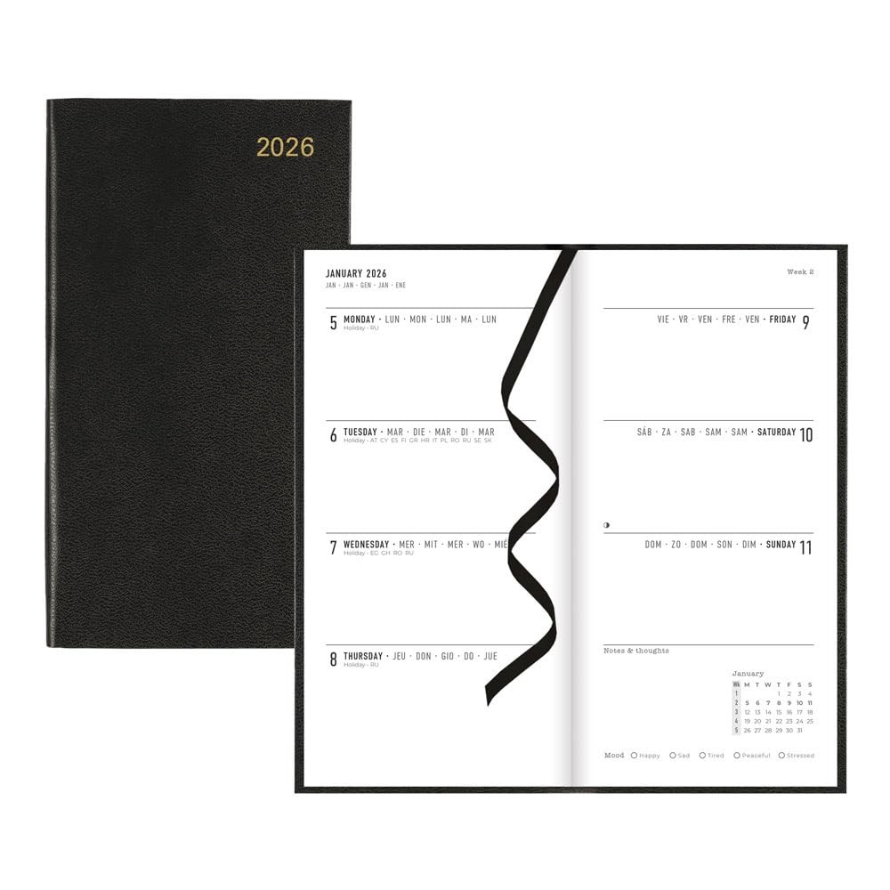 Letts of London® 2026 Principal Weekly Planner, 12 Months, Compact, Black