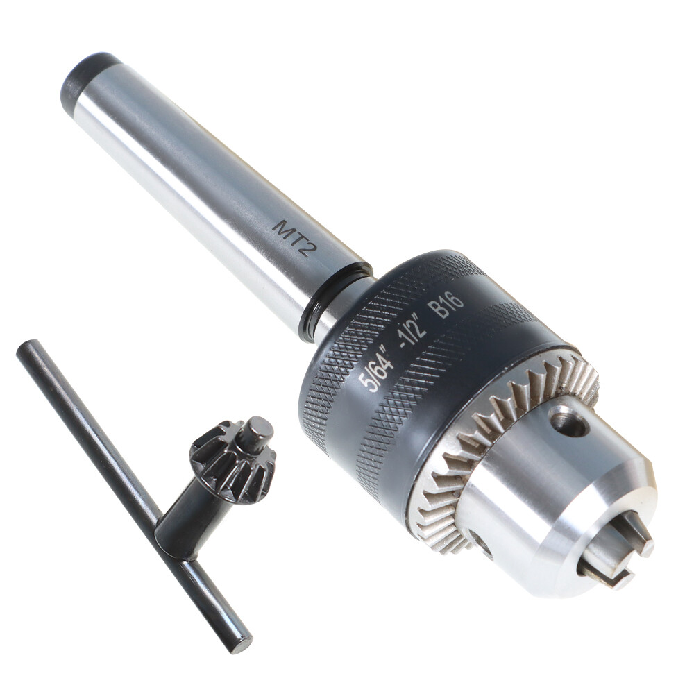 5/64» to 1/2» Drill Chuck Tool With MT2 Morse Taper Arbor and Key For Lathe