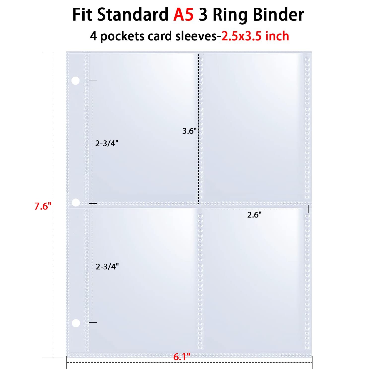 20 Pack 160 Pockets 2.5×3.5 Trading Card Sleeves,A5 Binder 4 Pocket Card