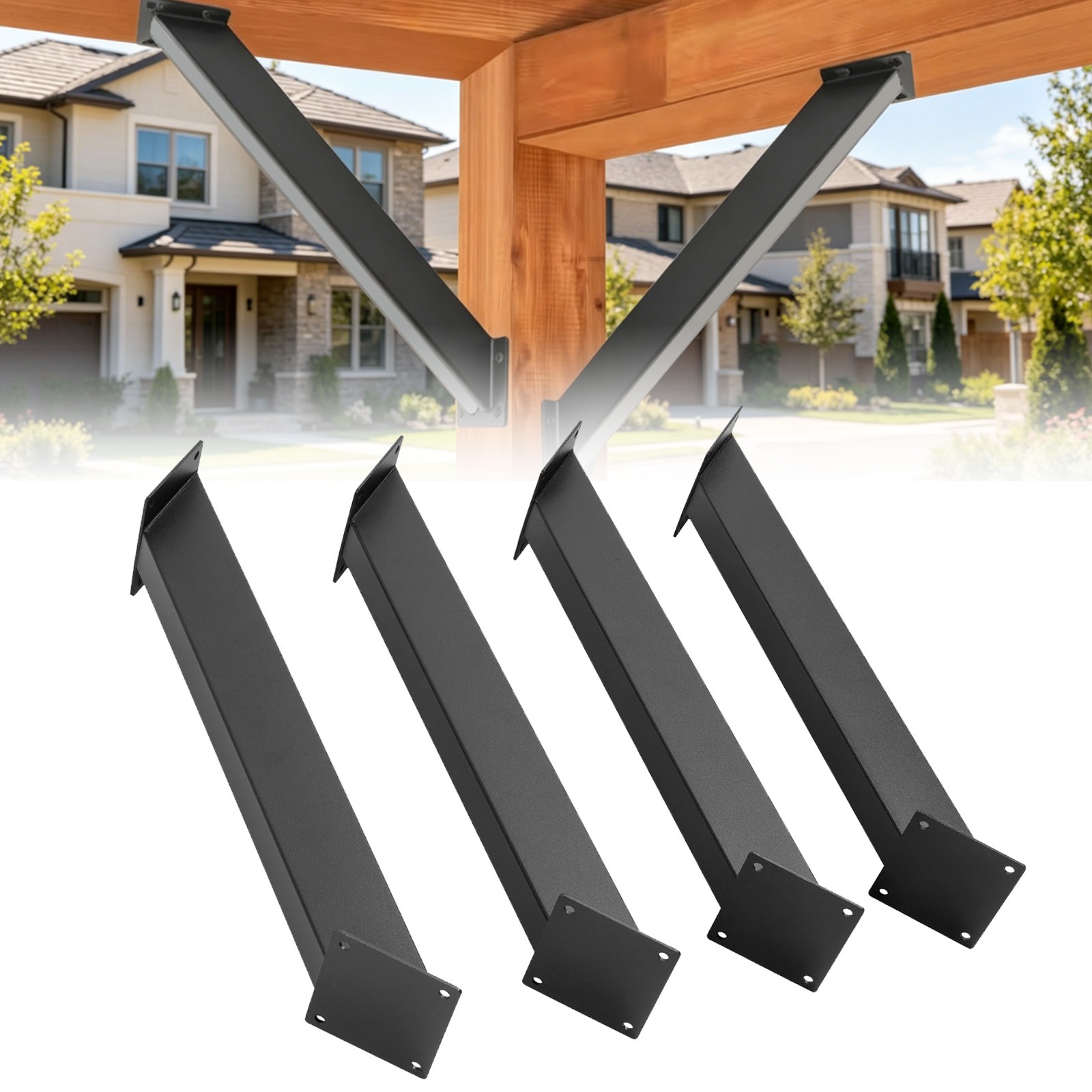 45 Degree Angle Support Bracket Pergola Heavy Duty Connectors Steel 4 Pcs