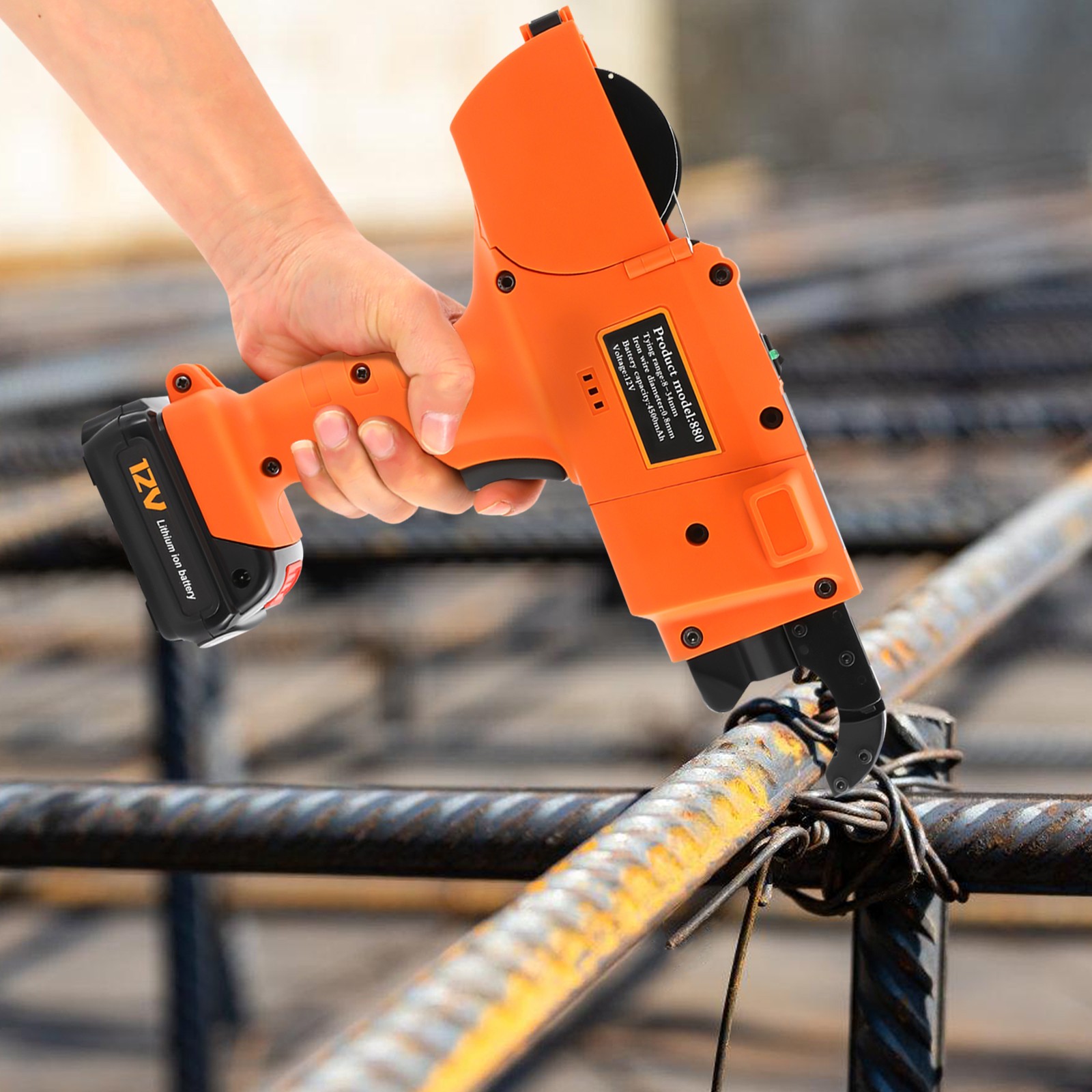8-34mm Automatic Rebar Tier Tying Machine Handheld Strapping Concrete Tool 12V