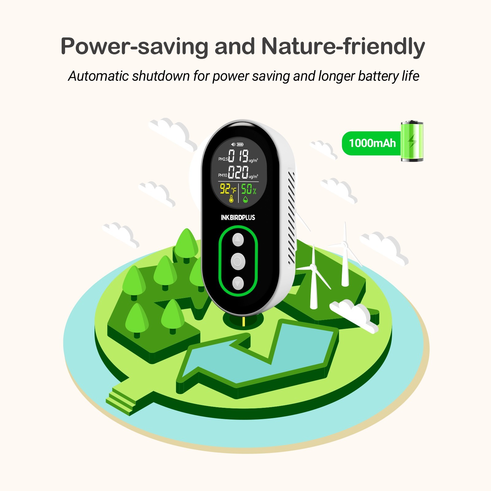 Carbon Monoxide Detector Indoor Air Quality Monitor HD10 Adjustable Brightness