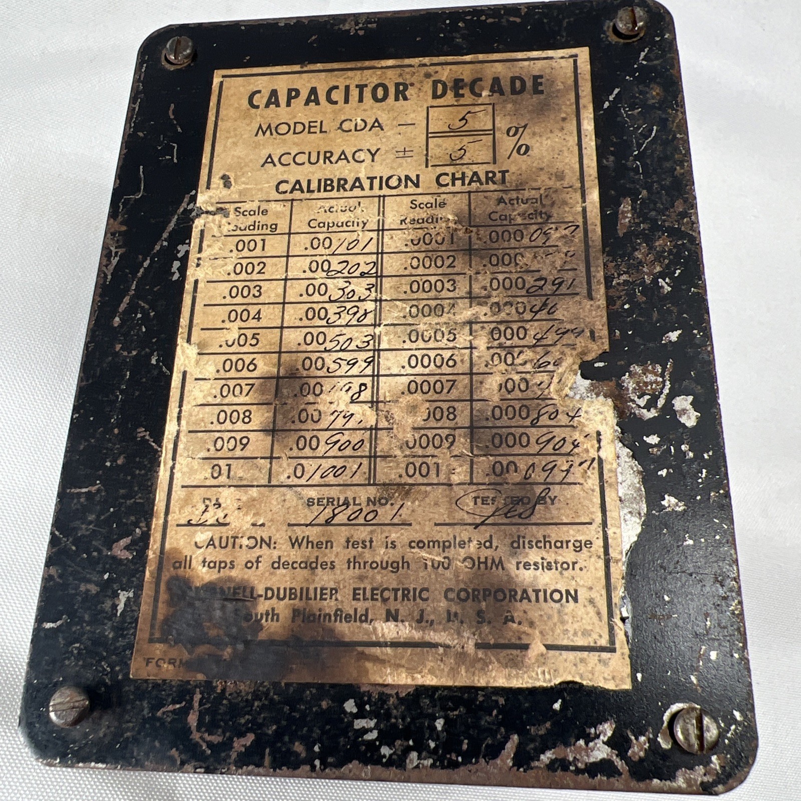 Vintage Cornell-Dubilier Decade Capacitor Model CDA 5