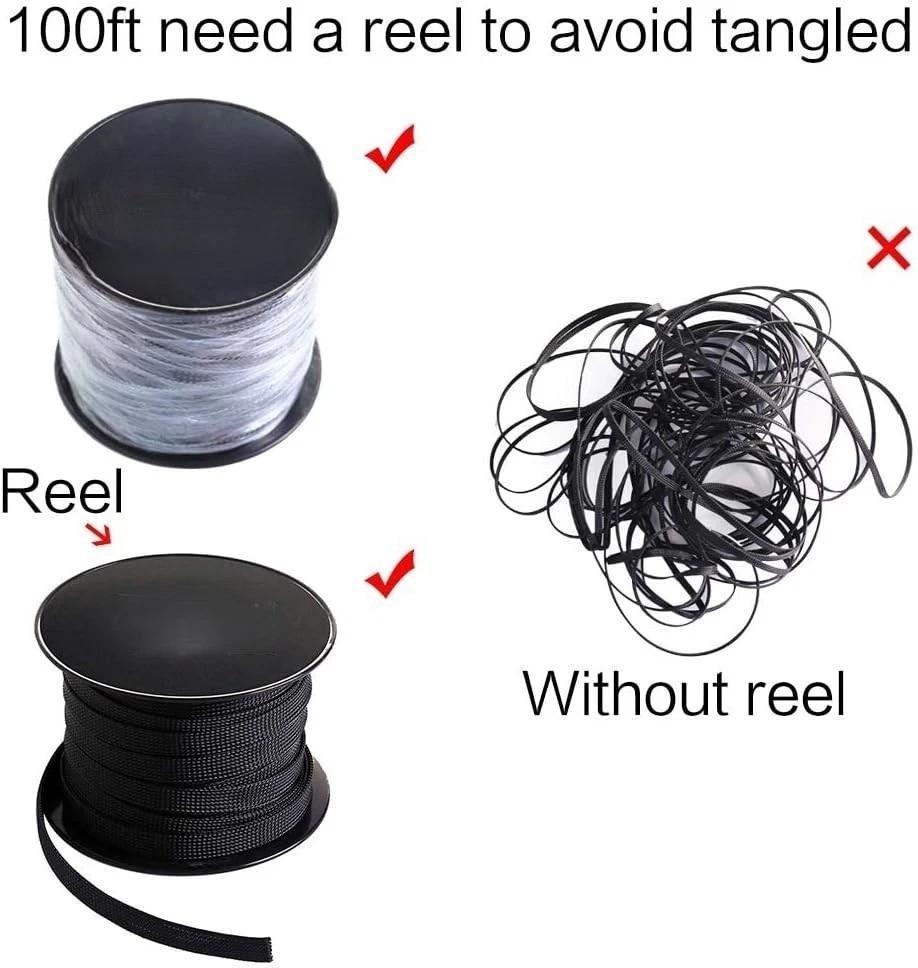 50FT Cord Protector Wire Loom Cable Sleeve Split Tubing Self Wrap Management LOT