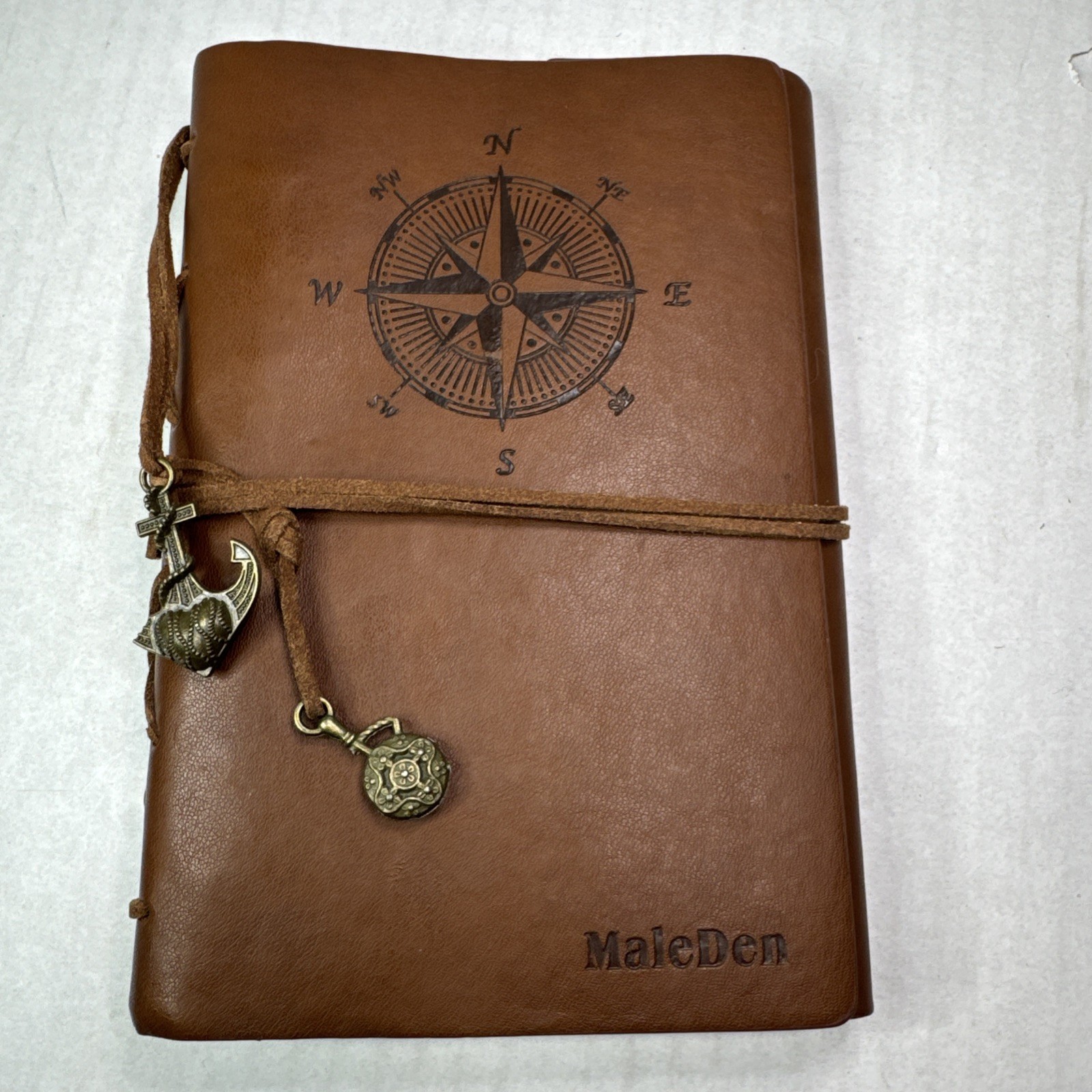 Maleden Nautical PU Leather Journal Refillable 6 ring Compact Binder Craft Paper