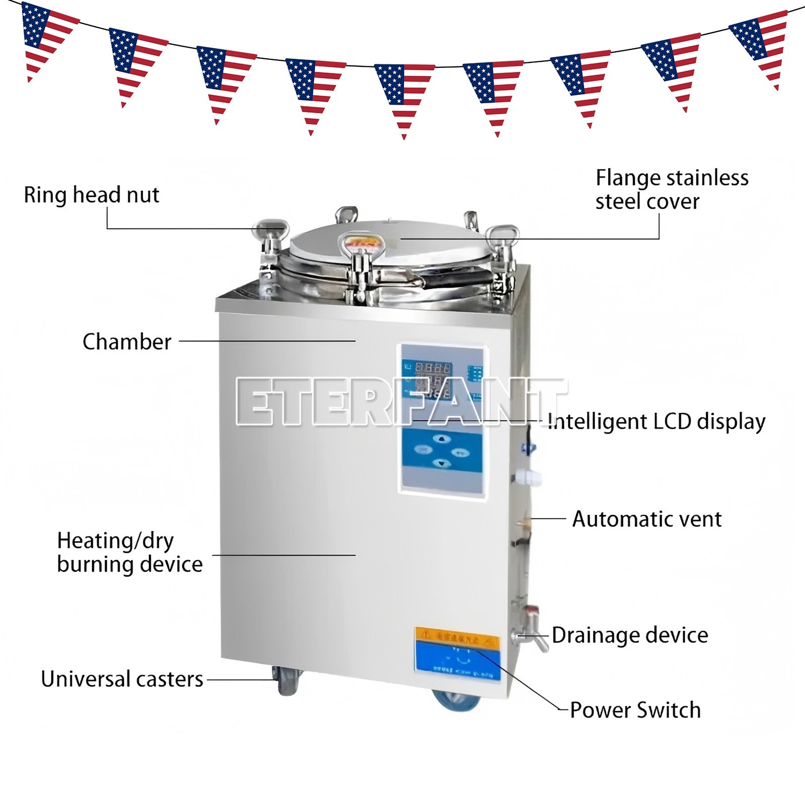 ETERFANT 24/28/35L Dental Medical High Pressure Steam Sterilizer Autoclave US
