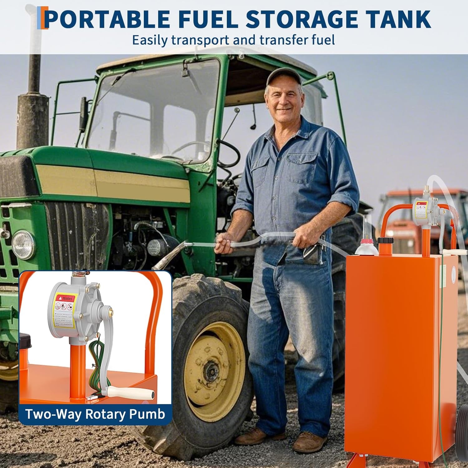 30 Gallon Fuel Caddy w/Pump Wheels Portable Fuel Gasoline Diesel Transfer Tank