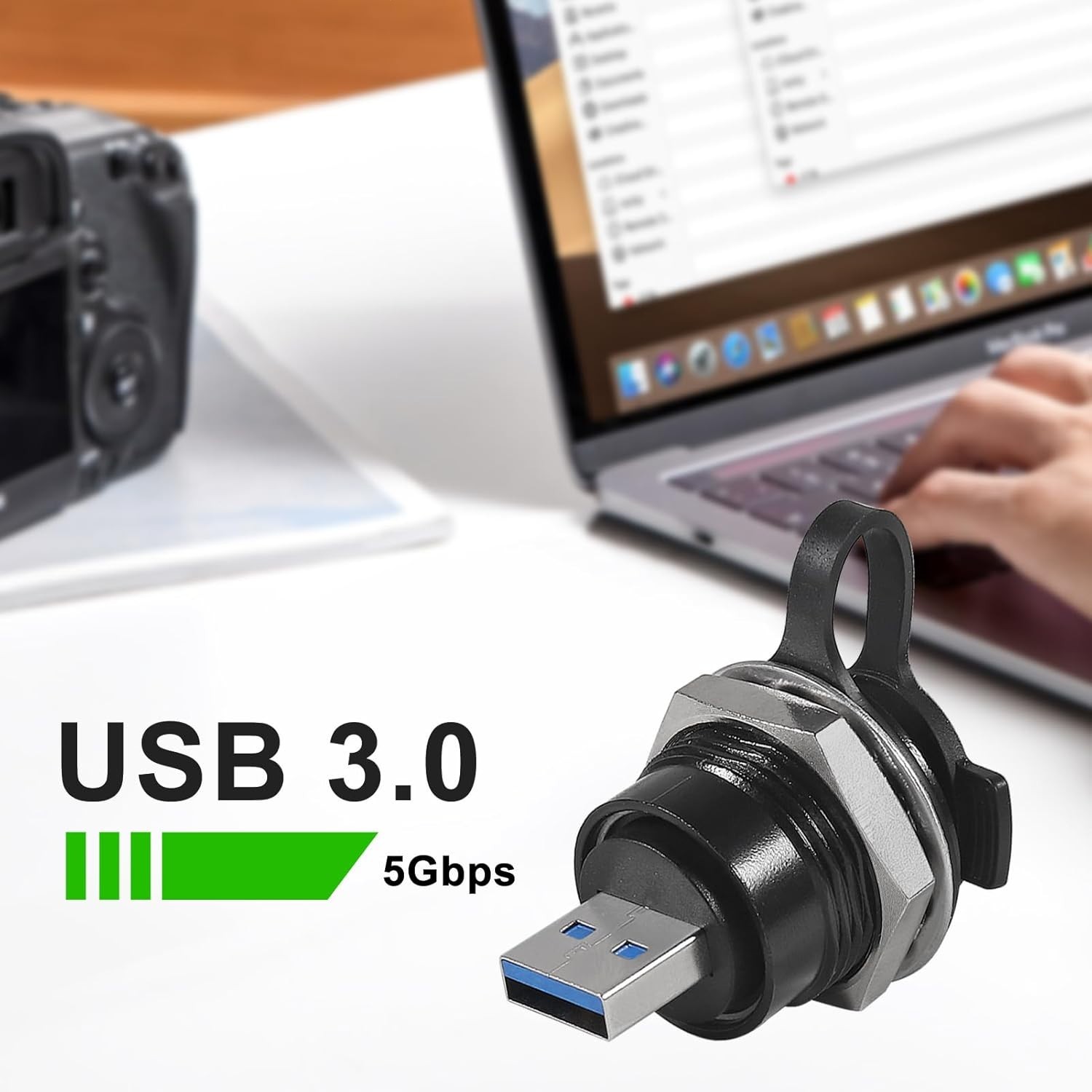 2 PCS USB 3.0 Panel Mount Coupler Waterproof Male To Female Conversion Cap