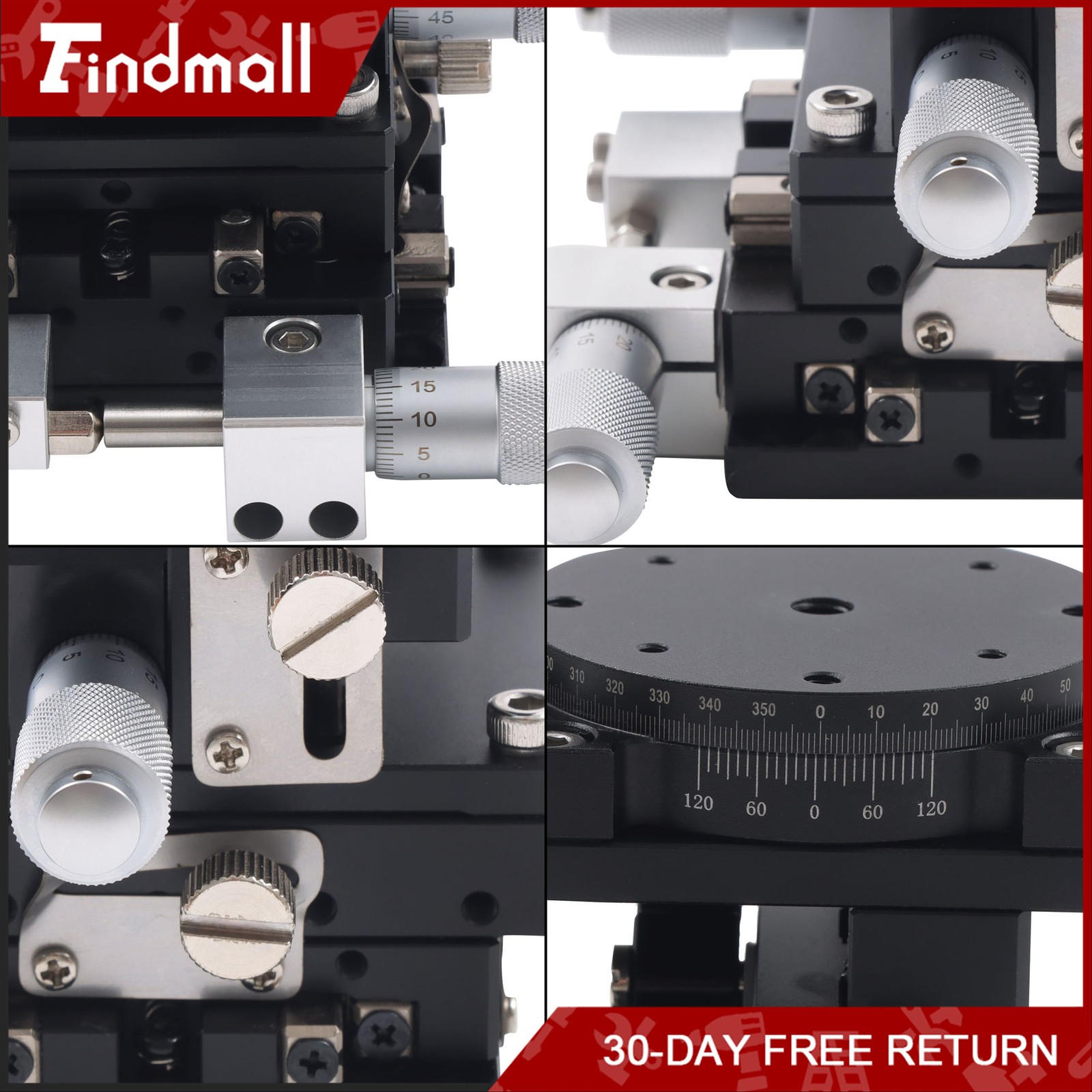 Findmall XYZR 4 Axis Manual Positioning Stage 60x60mm Tuning Sliding Table
